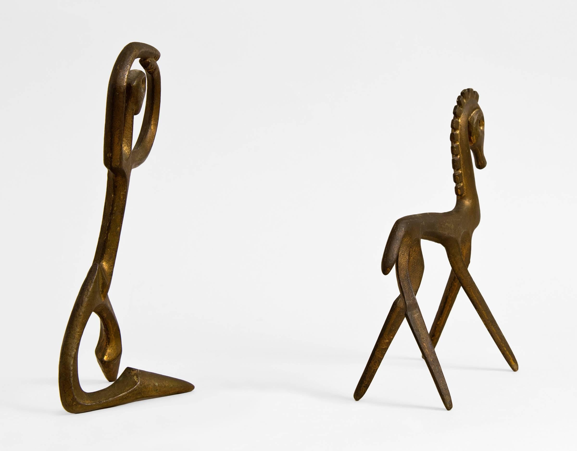 Patinated Two Bronze Sculptures by Frederick Weinberg, 1950s