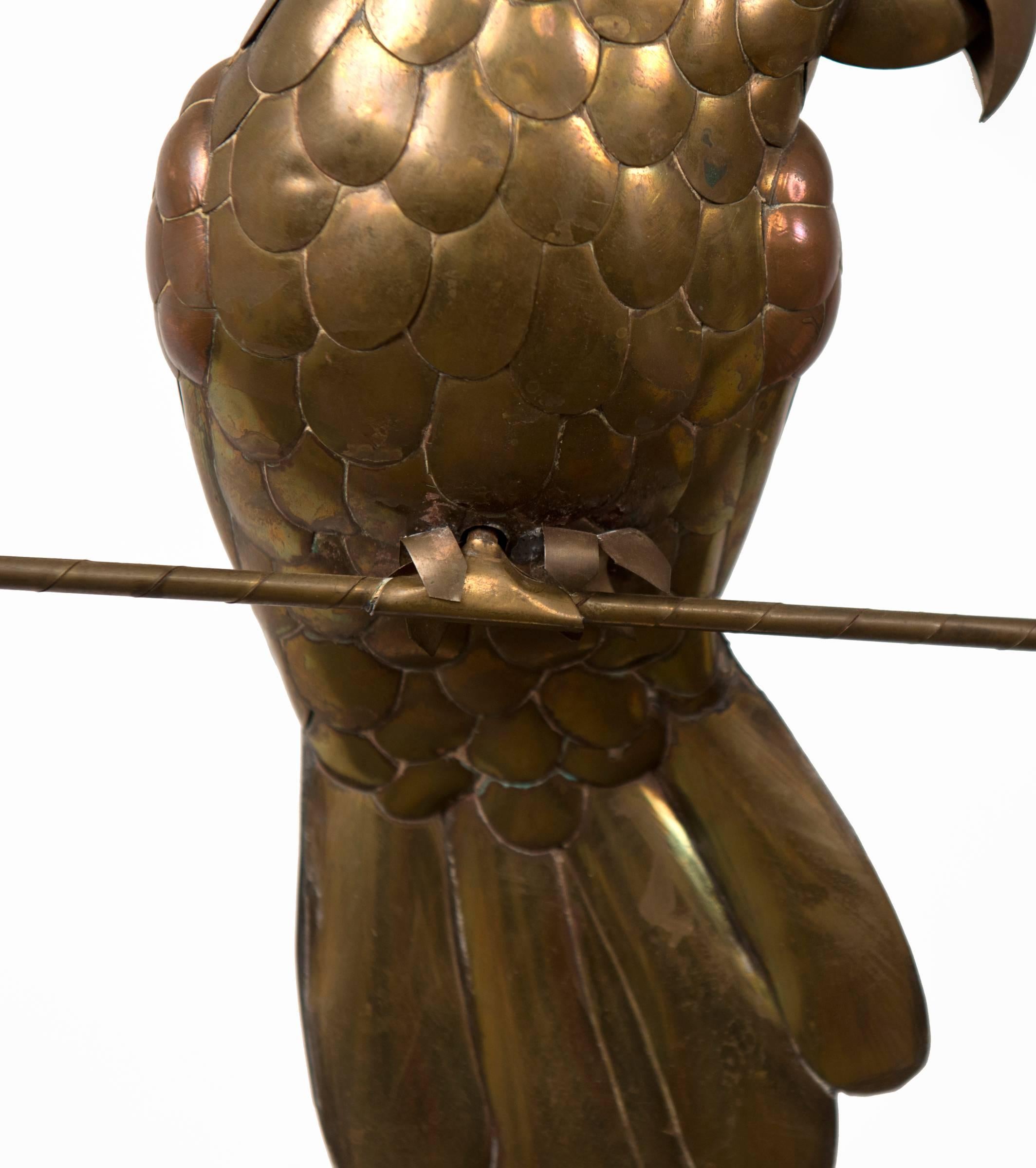 Brass Sergio Bustamante Hanging Perched Parrot