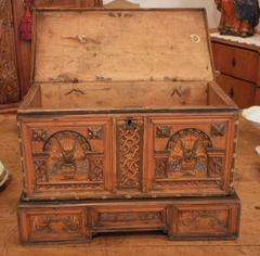 18th Century Carved and Painted Chest Model