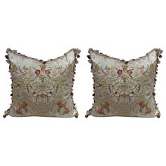 Embroidered Pillows in Cream Scalamandre Fabric