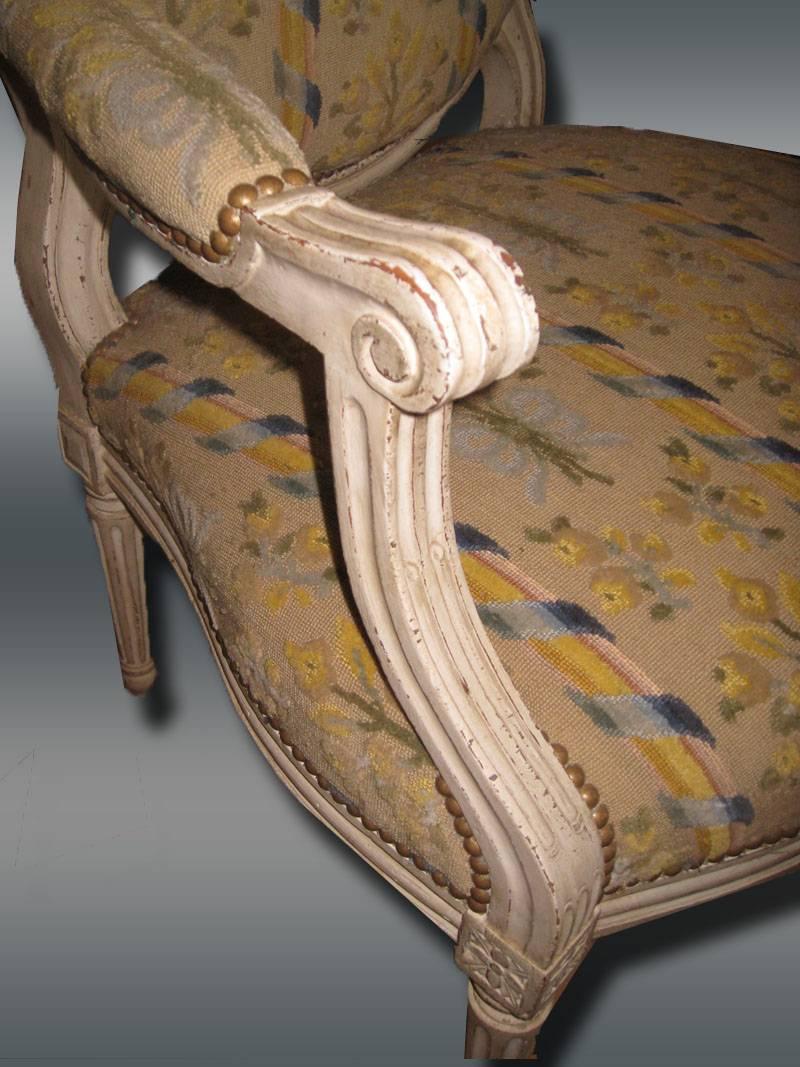 18th Century and Earlier Pair of French Armchairs, Louis XVI