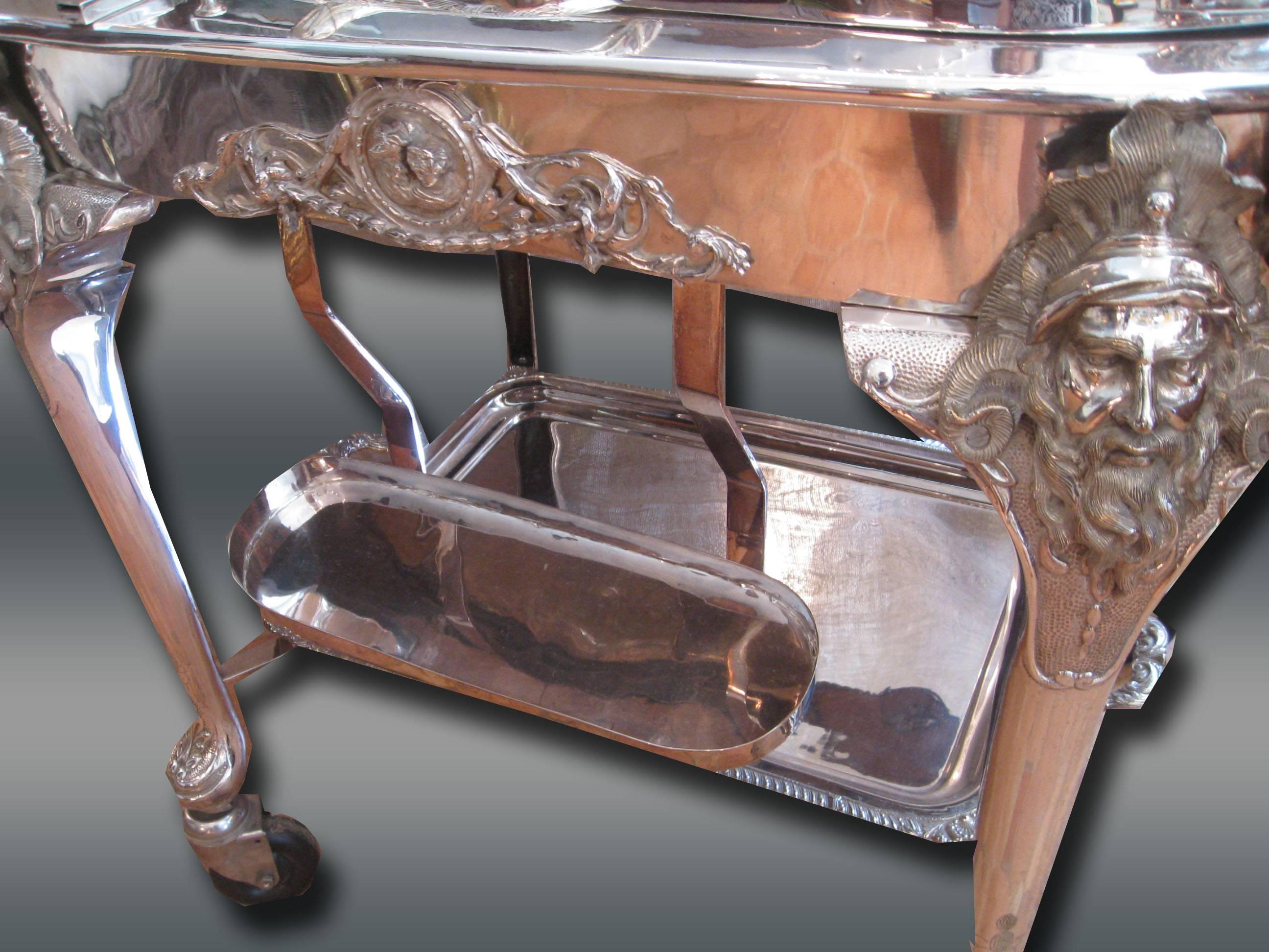 20th Century Carving Cart on Wheels, Hallmark Silver Plated For Sale