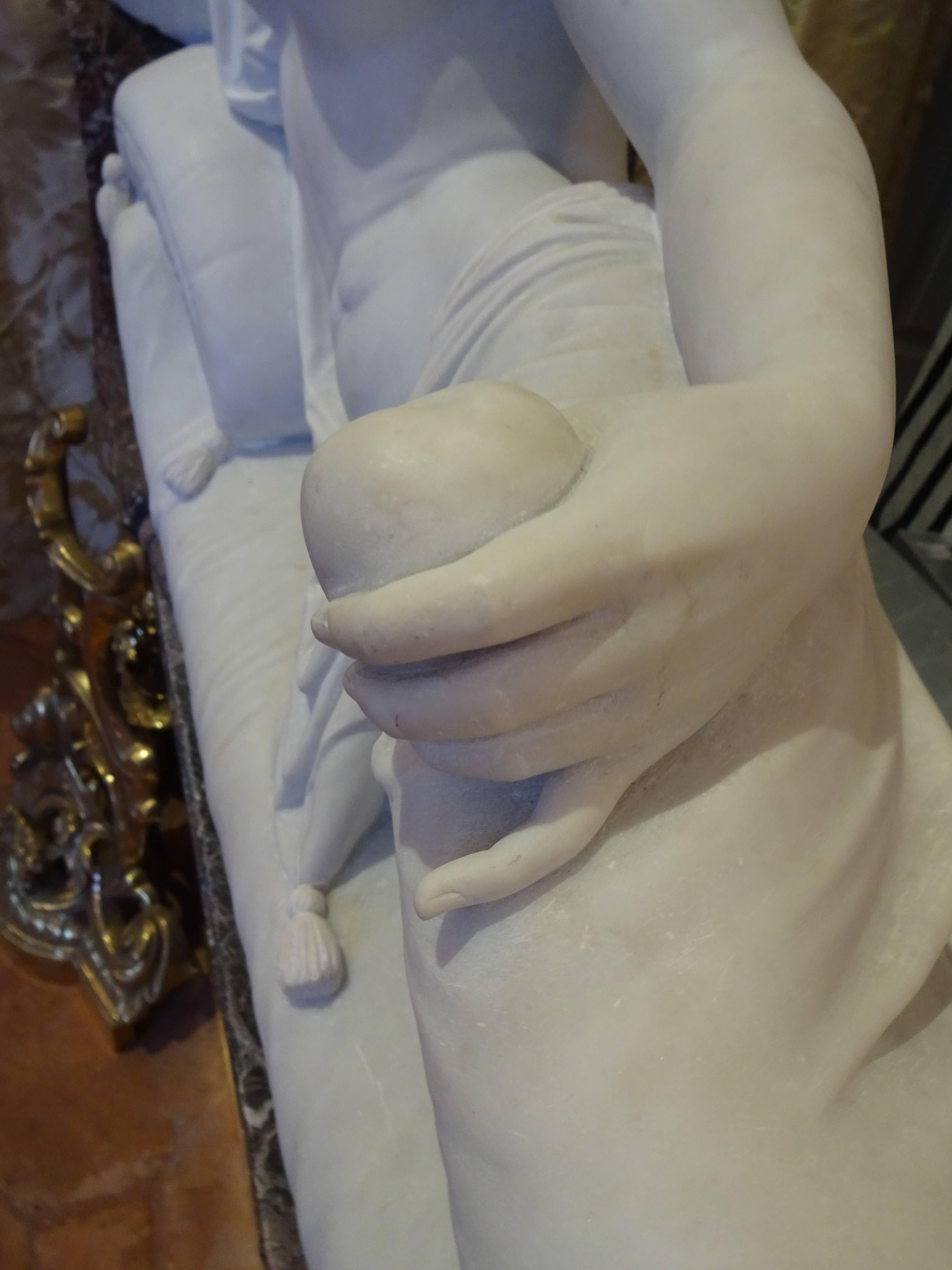 Italian Pauline Borghese Marble Sculpture For Sale