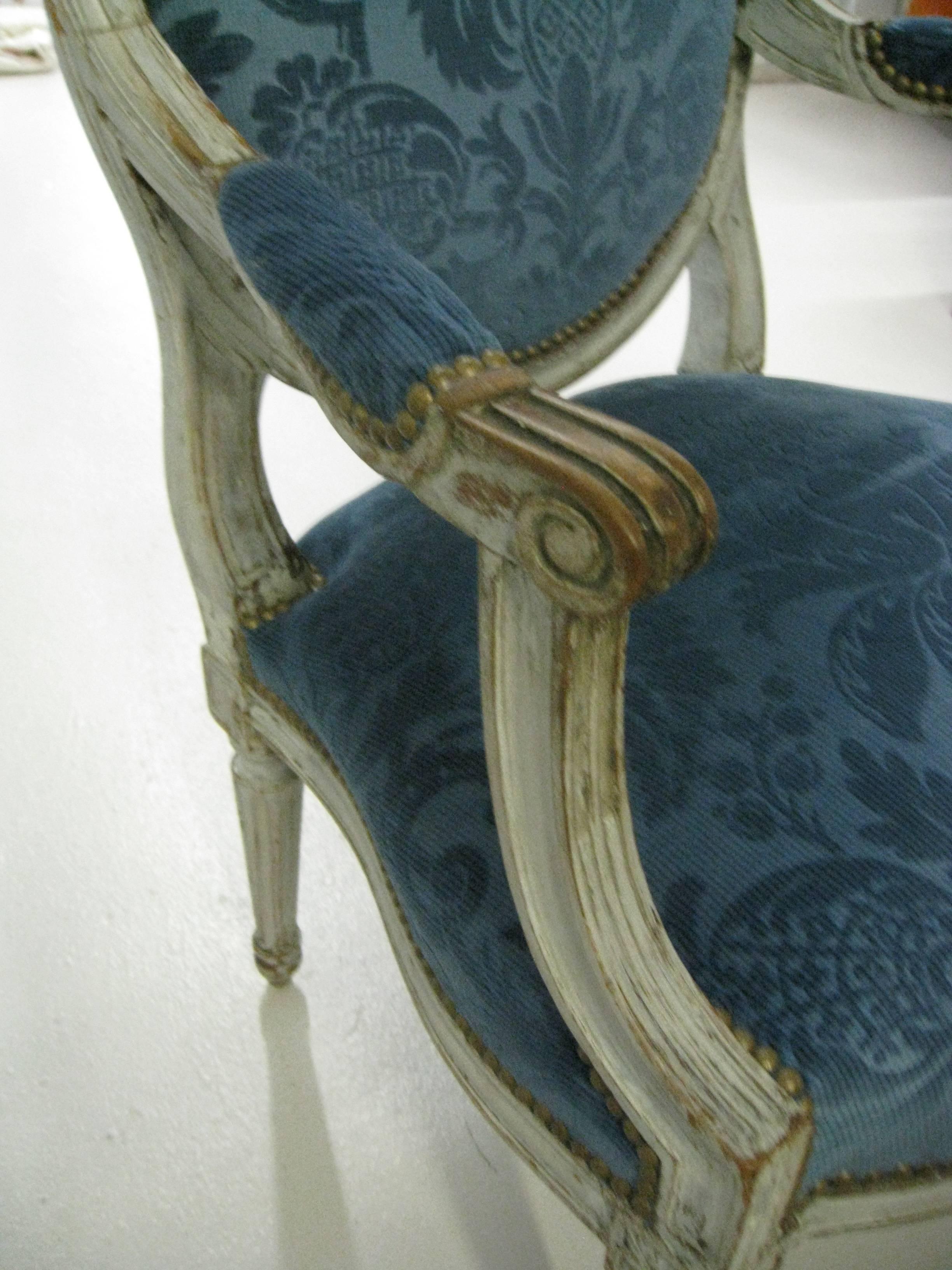 Louis XVI Pair of French Fauteuil, 18th Century For Sale