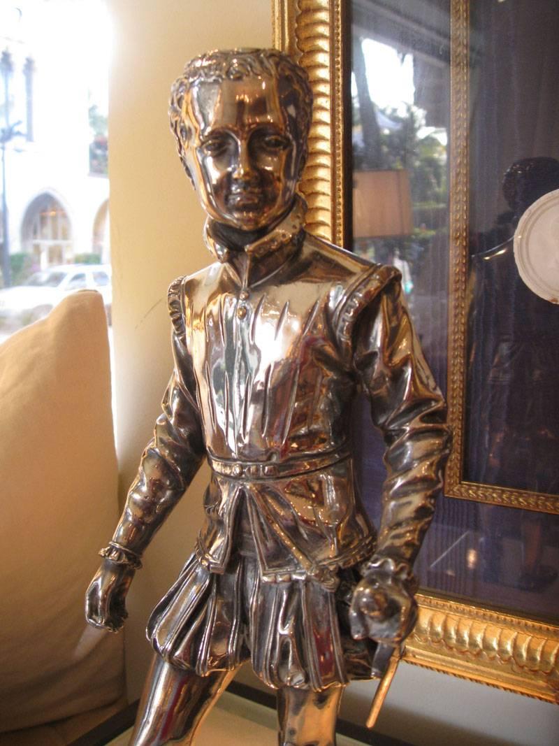 Silver plated bronze sculpture.
By: Bosio.
King Henry IV as a child.

Measures: 3.75