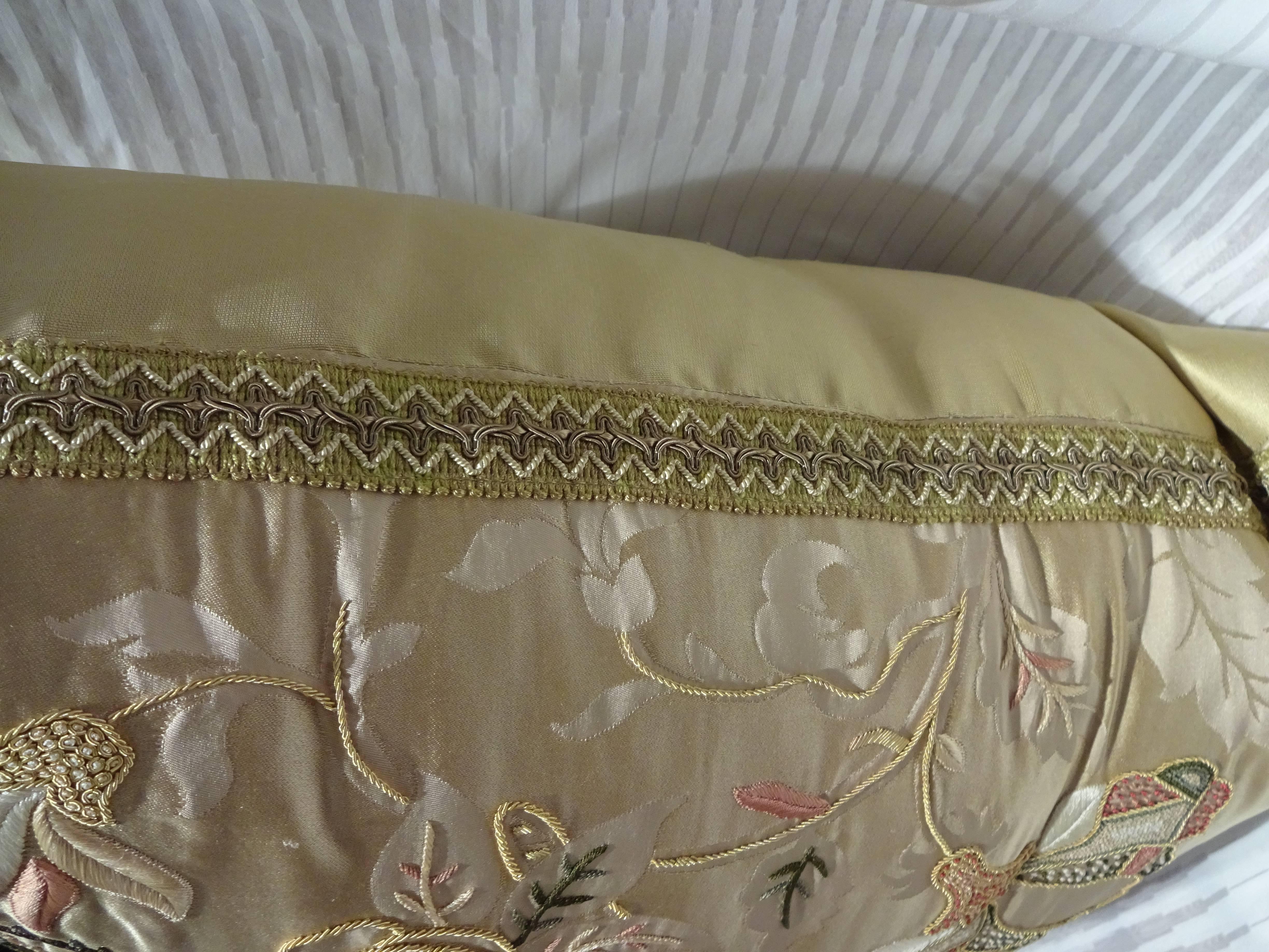 Louis XVI Magnificent Embroidered Pillows, Scalamandre Fabric