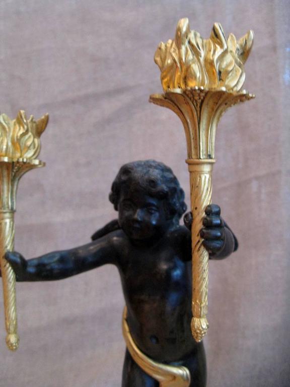 Louis XVI Bronze Cherub Candelabra, French For Sale