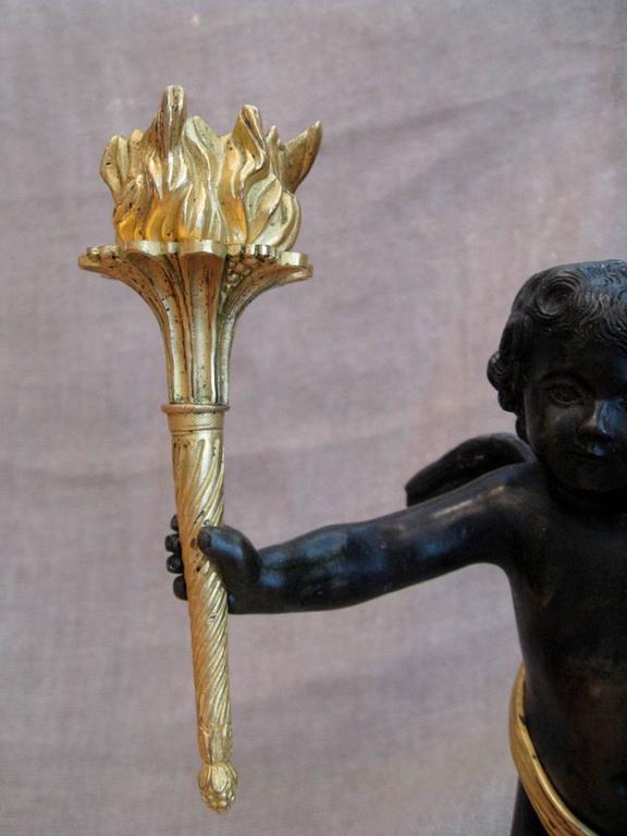 Gilt Bronze Cherub Candelabra, French For Sale
