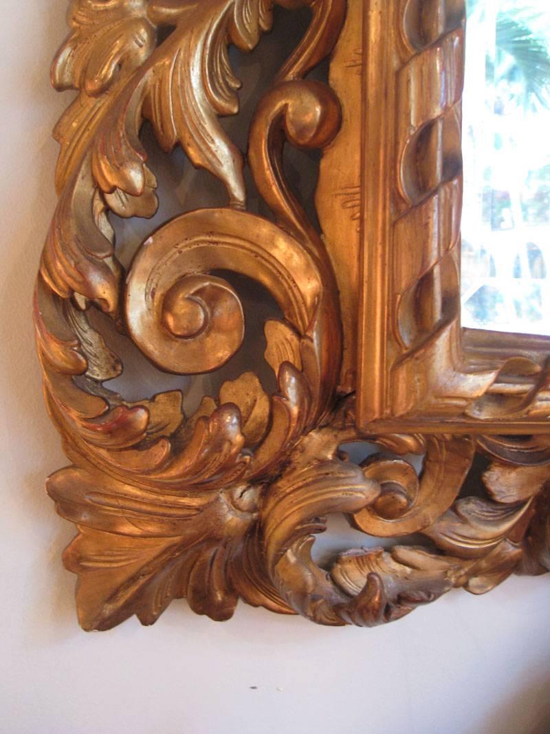 Wood Carved Gilt Mirror, Napoleon III For Sale