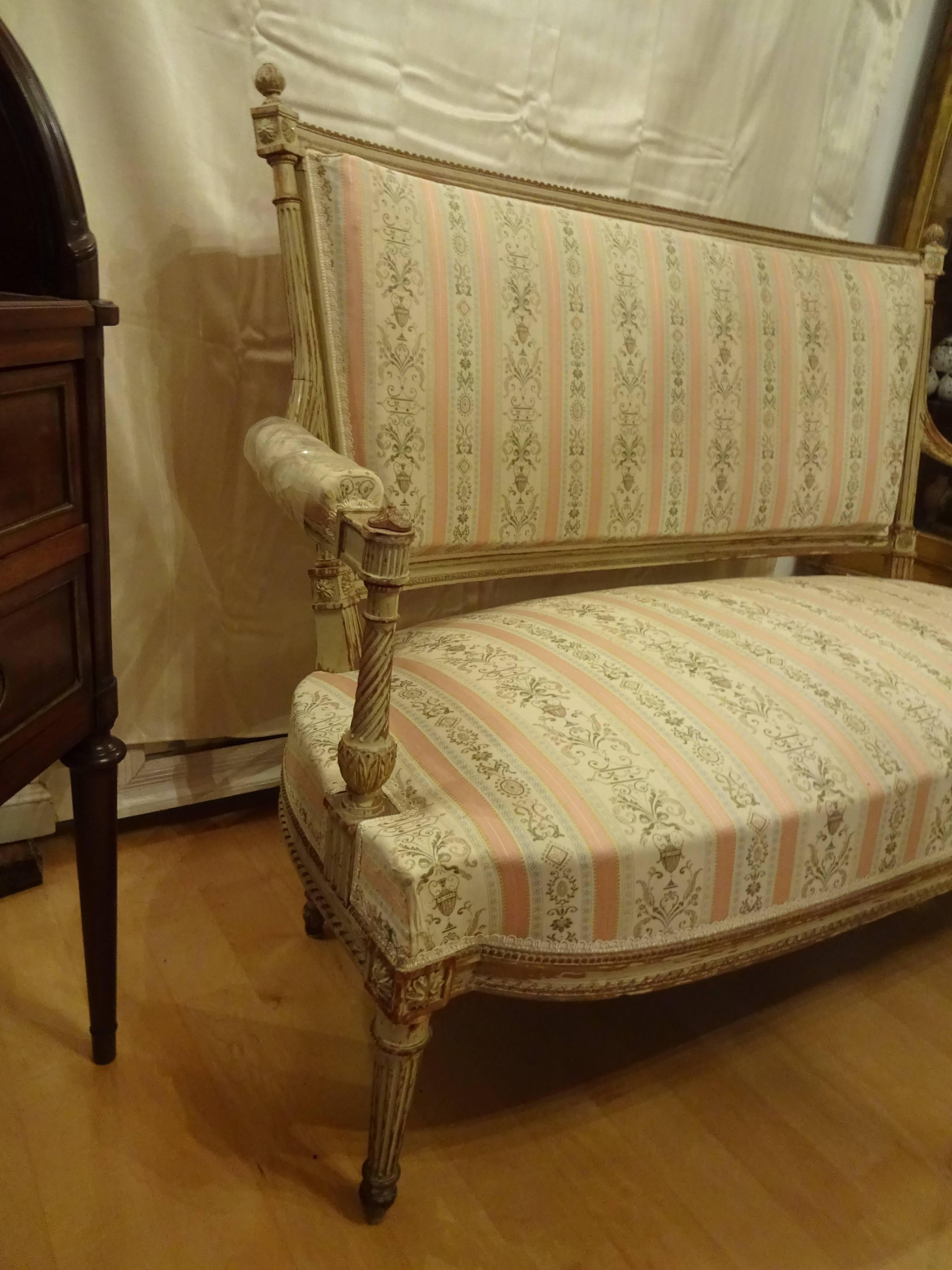 Beech Settee Louis XVI Style, Loveseat For Sale