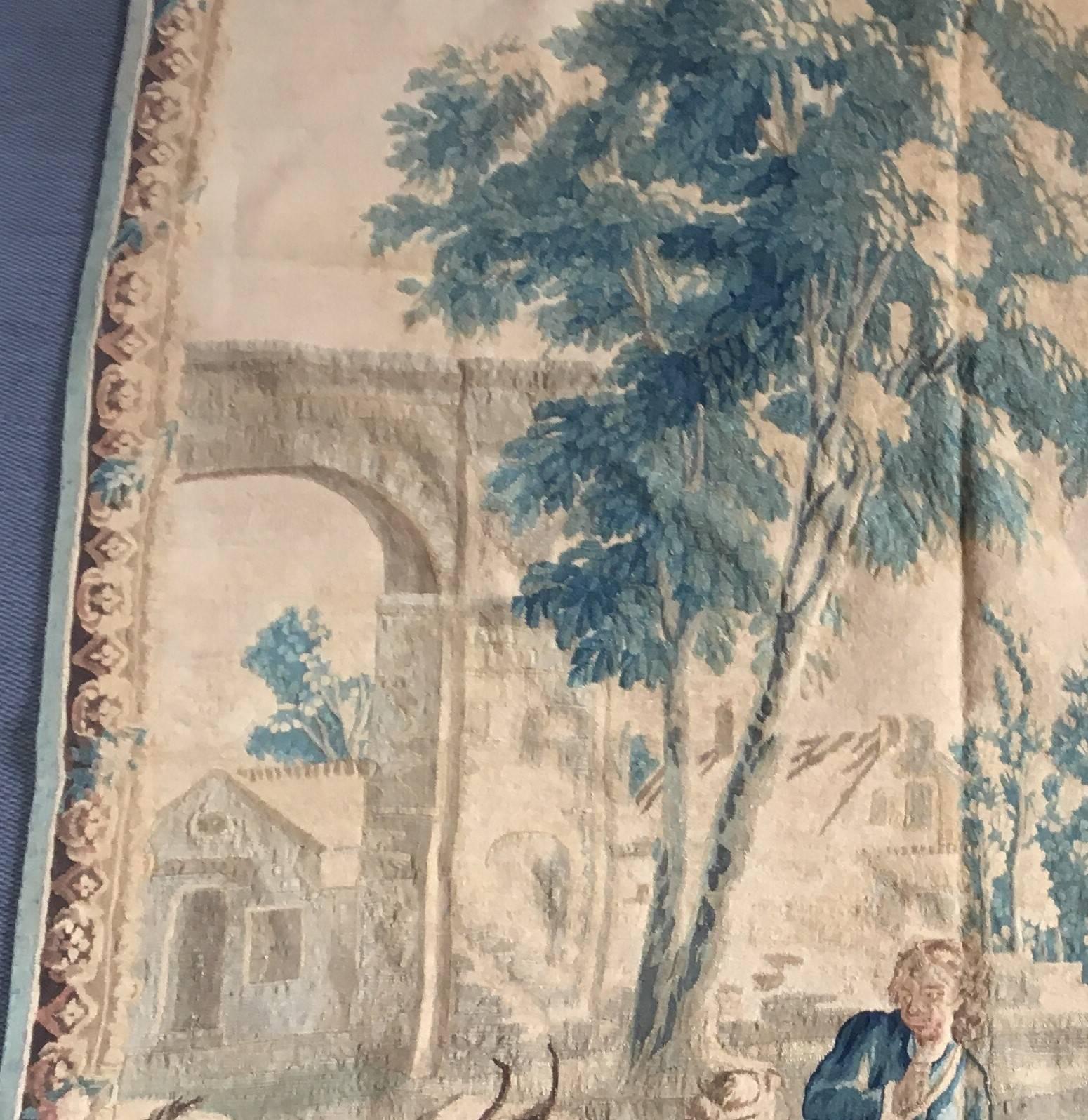 Tapiz Pastoral de Aubusson, Siglo XVIII Luis XVI