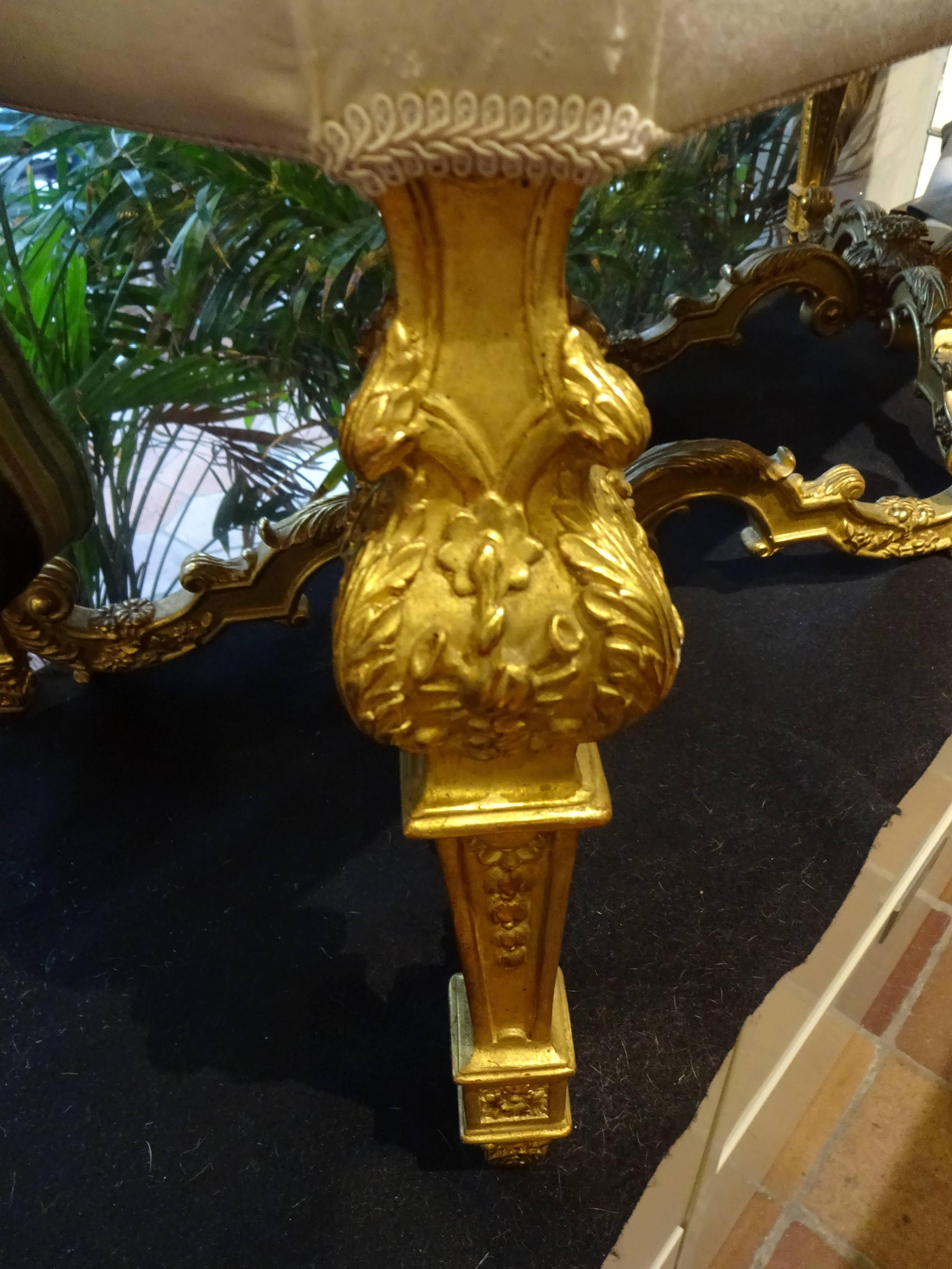 Louis XIV Style Carved Giltwood Bench For Sale 1