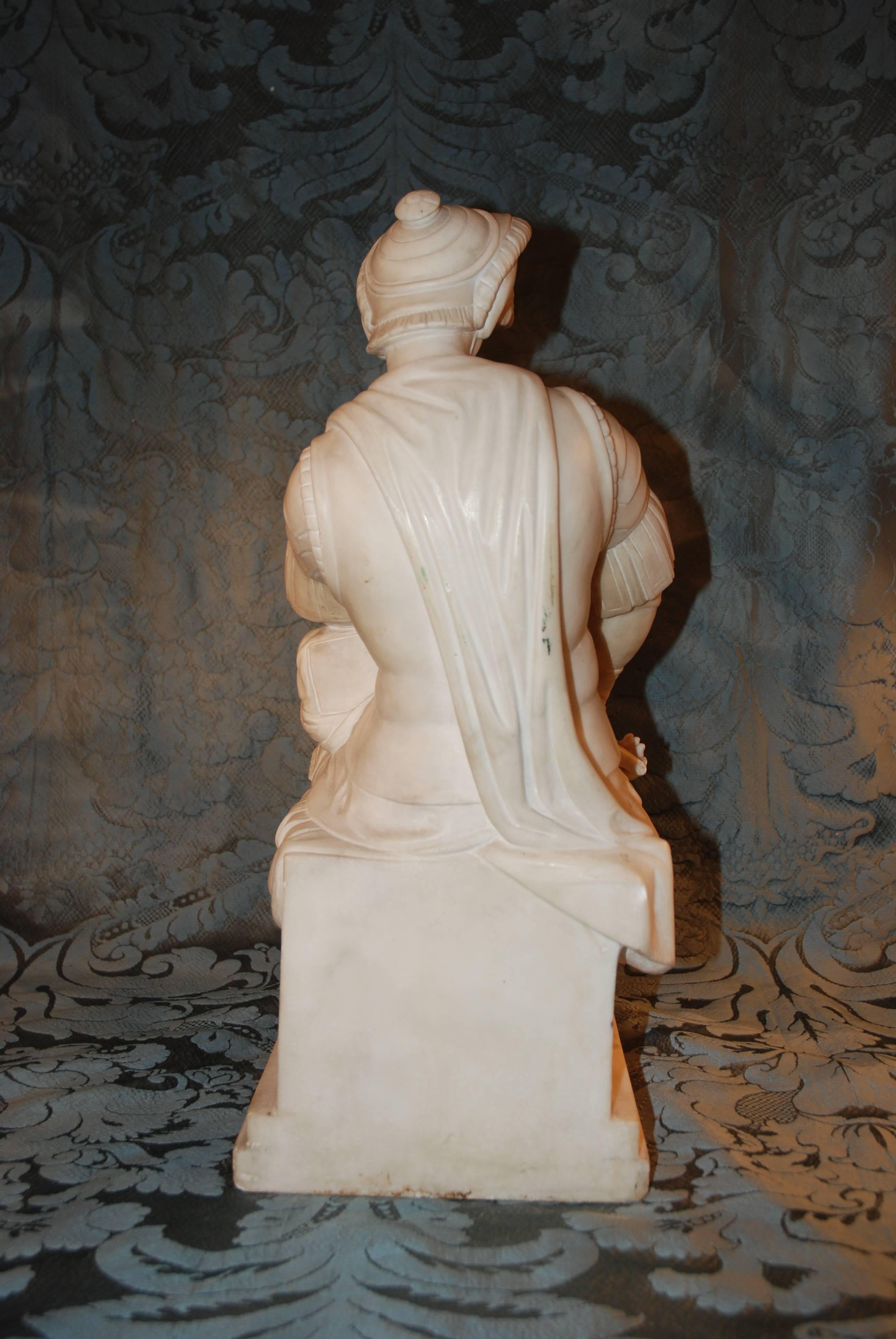 Italian Marble Sculpture, Lorenzo de Medici For Sale