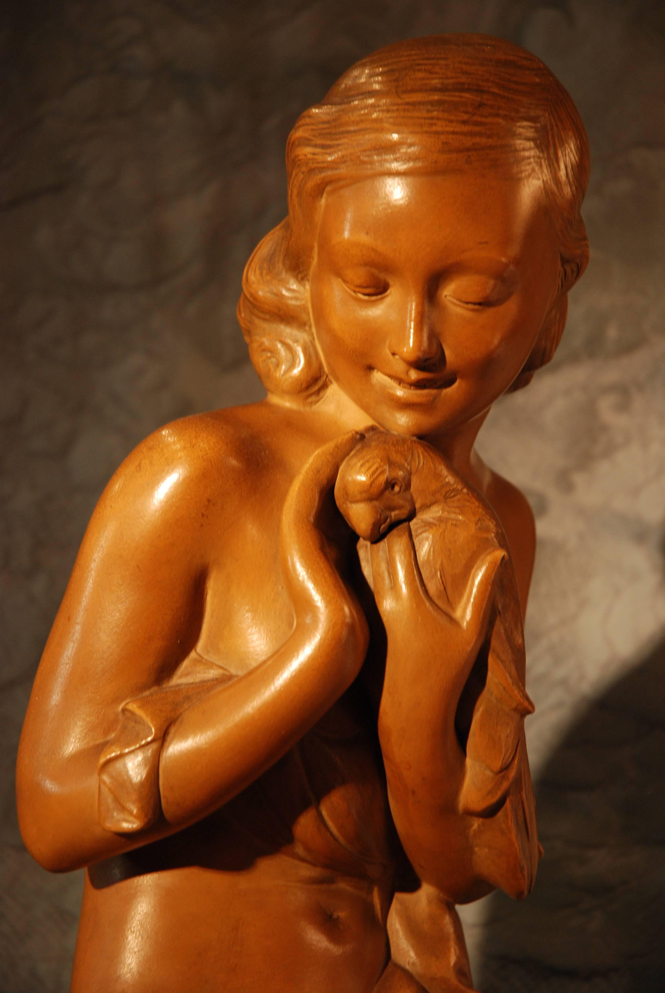 French Terracotta Sculpture by R.Pollin