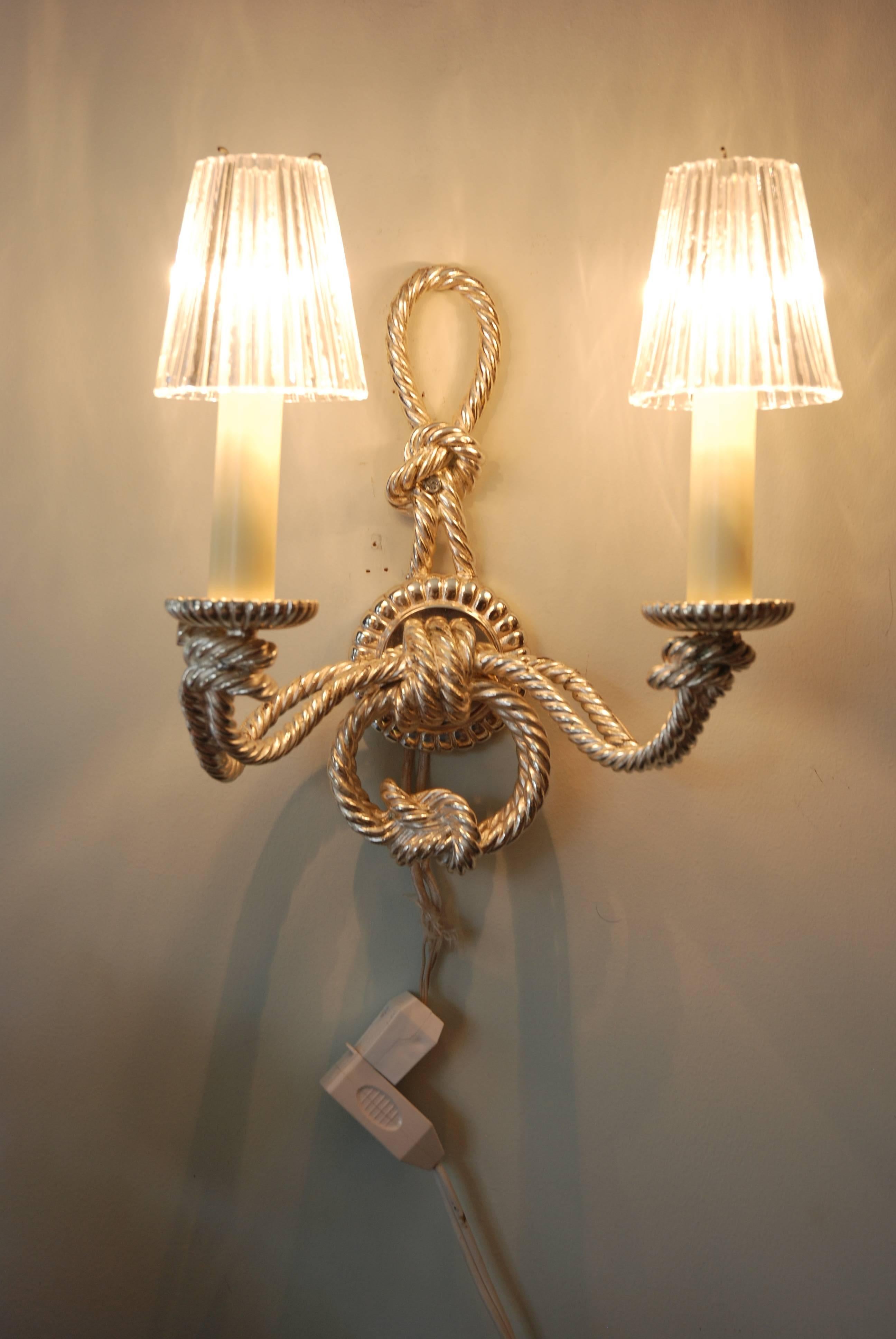 French Sconces, Twisted Torsade Metal For Sale