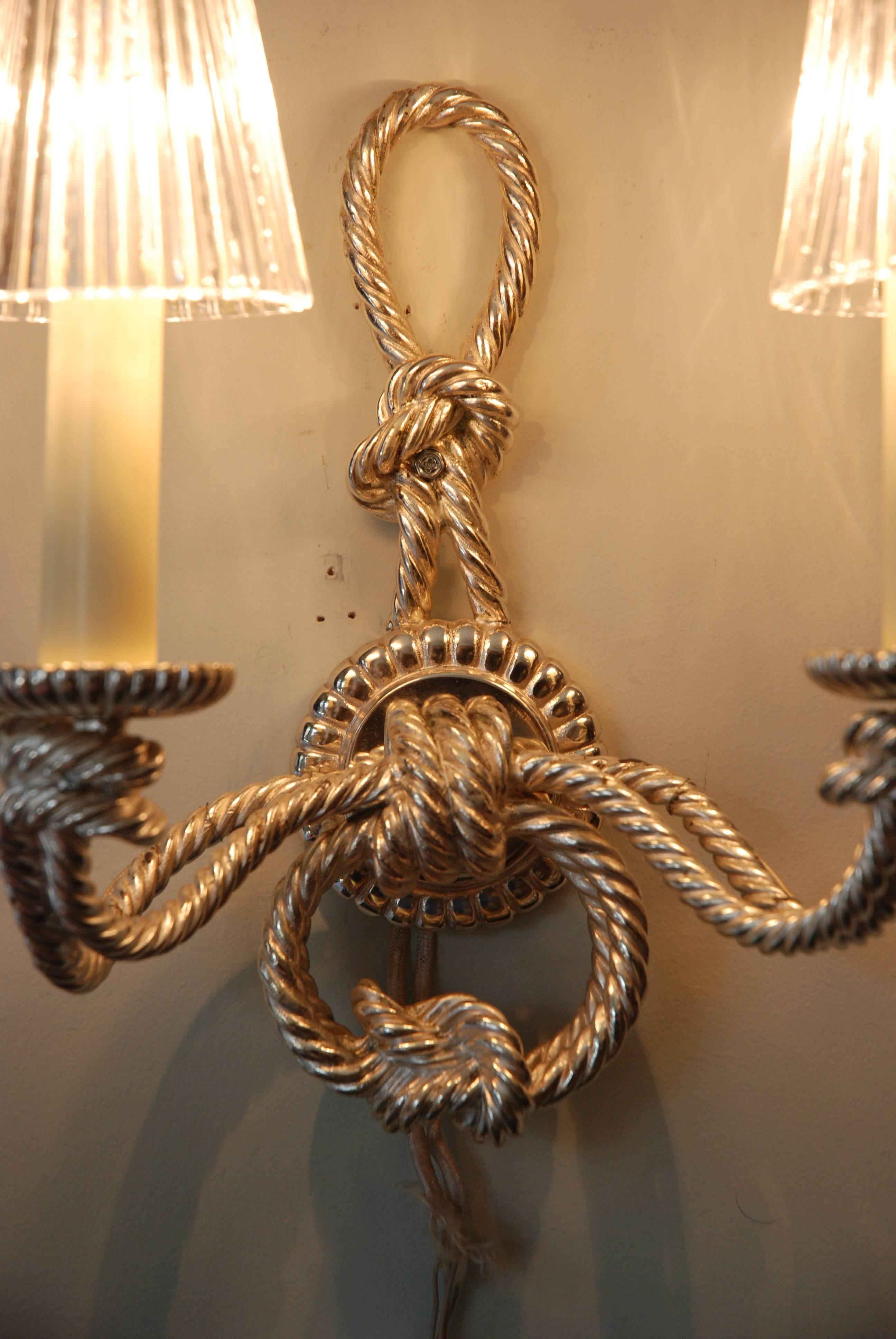 Sconces, Twisted Torsade Metal In Excellent Condition For Sale In Palm Beach, FL