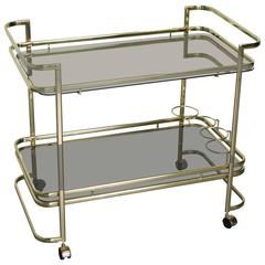 Brass and Smoked Glass Bar Cart, 1970s