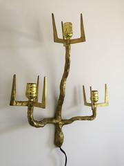 Outstanding Pair of Brutalist Bronze Sconces, 1960s