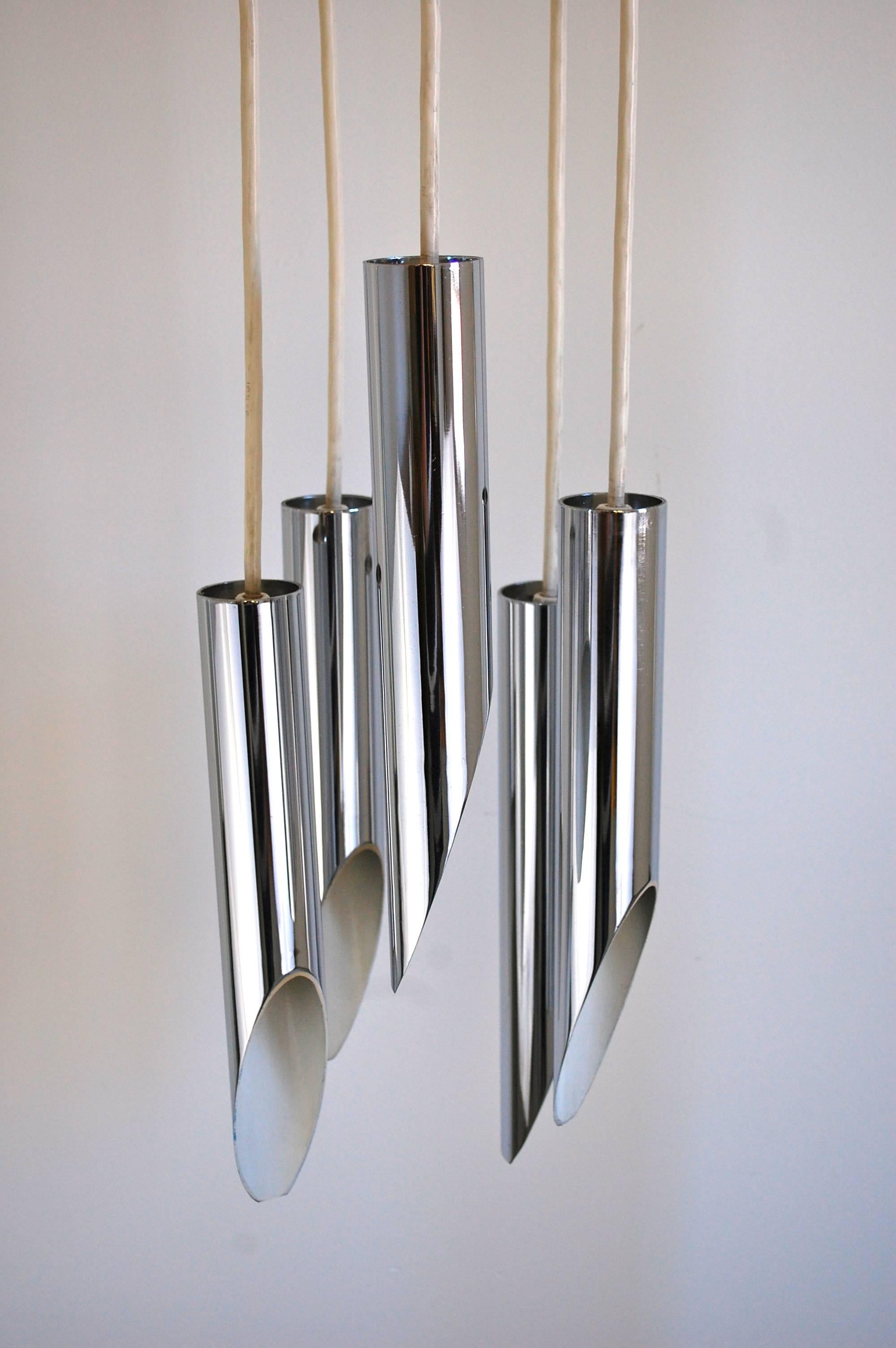 Magnificent Robert Sonneman Chrome Pendant Chandelier, 1970s 3