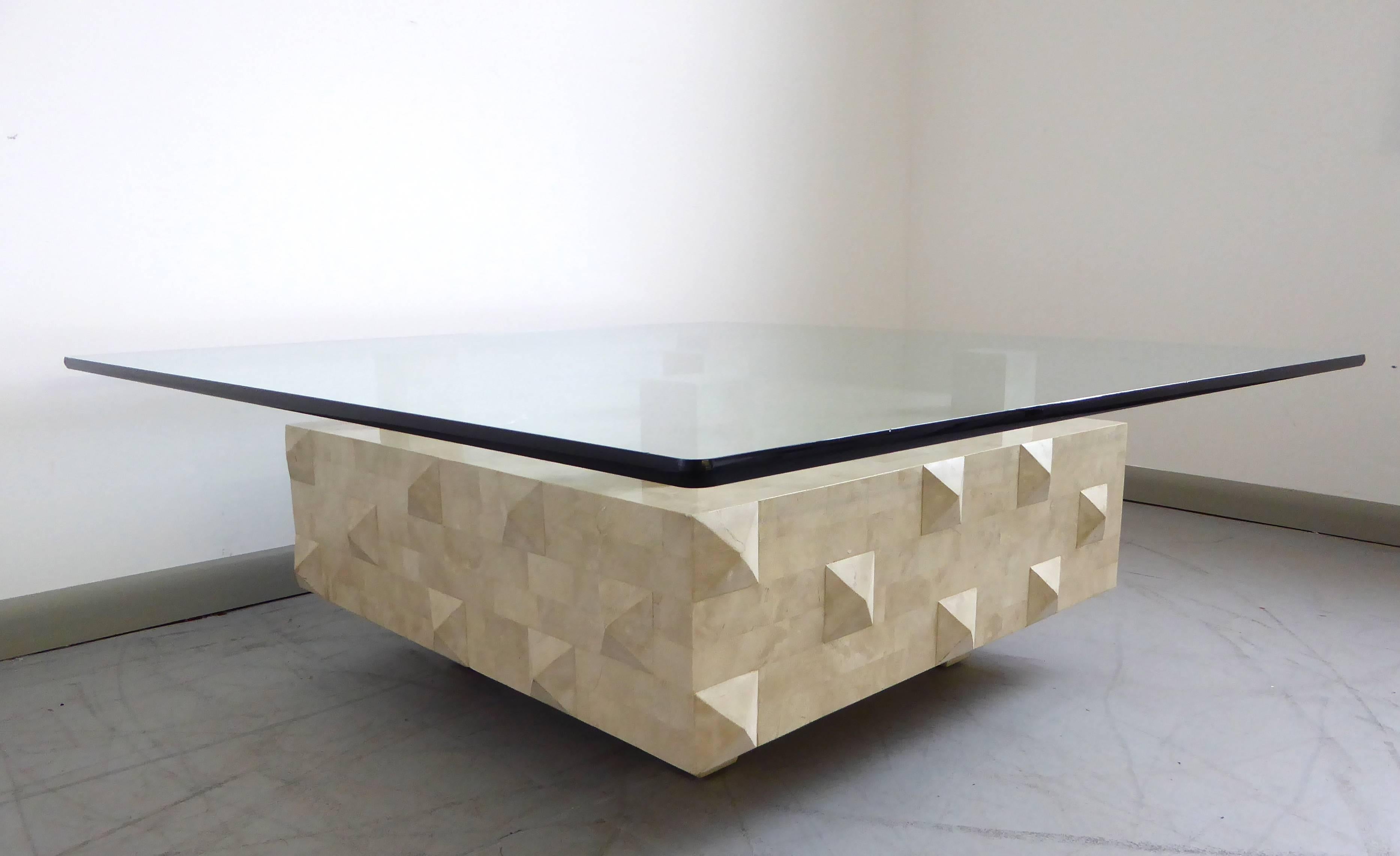 Post-Modern Outstanding Tessellated Stone Geometric Cocktail Table by Oggetti