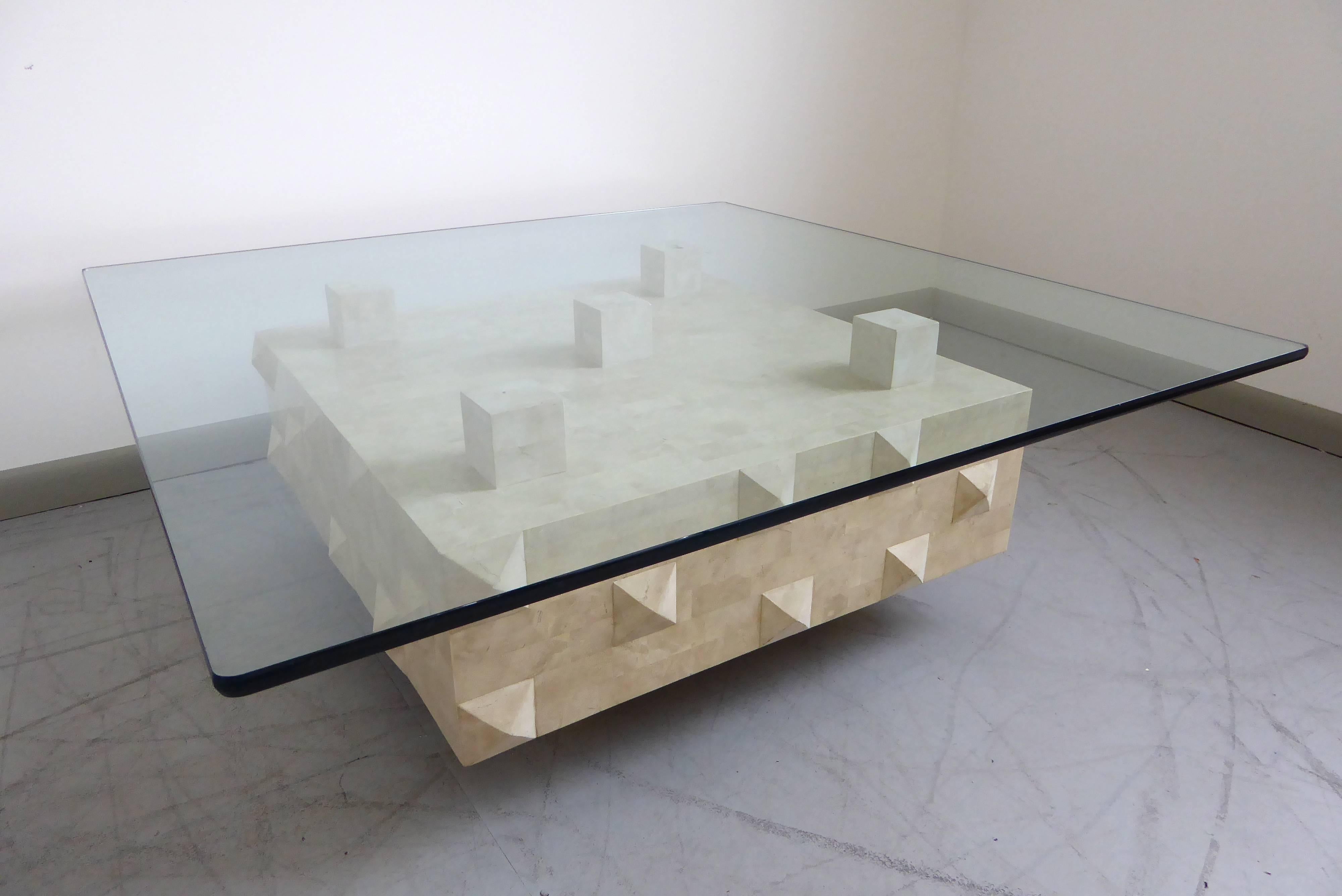 Late 20th Century Outstanding Tessellated Stone Geometric Cocktail Table by Oggetti