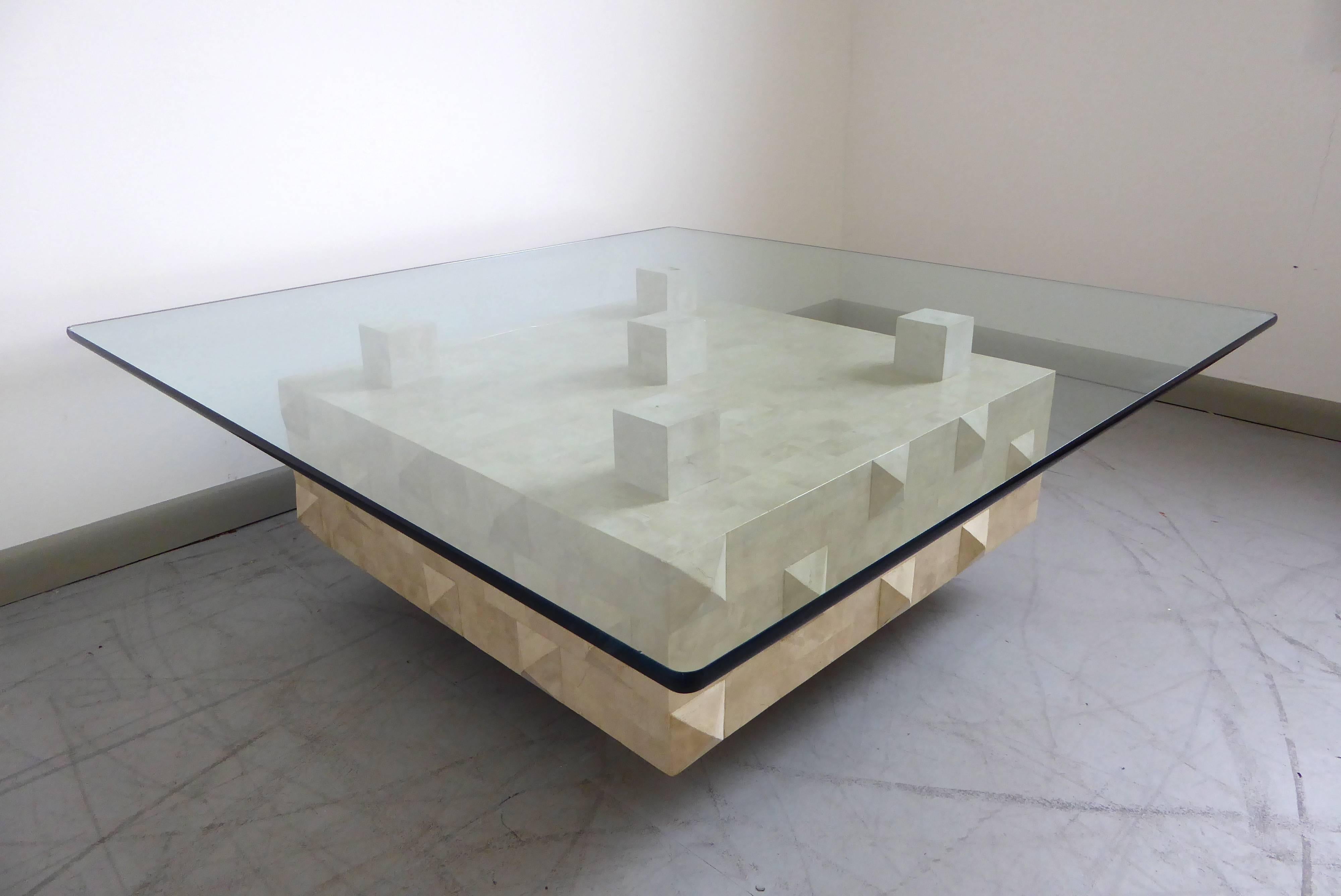 Outstanding Tessellated Stone Geometric Cocktail Table by Oggetti 4