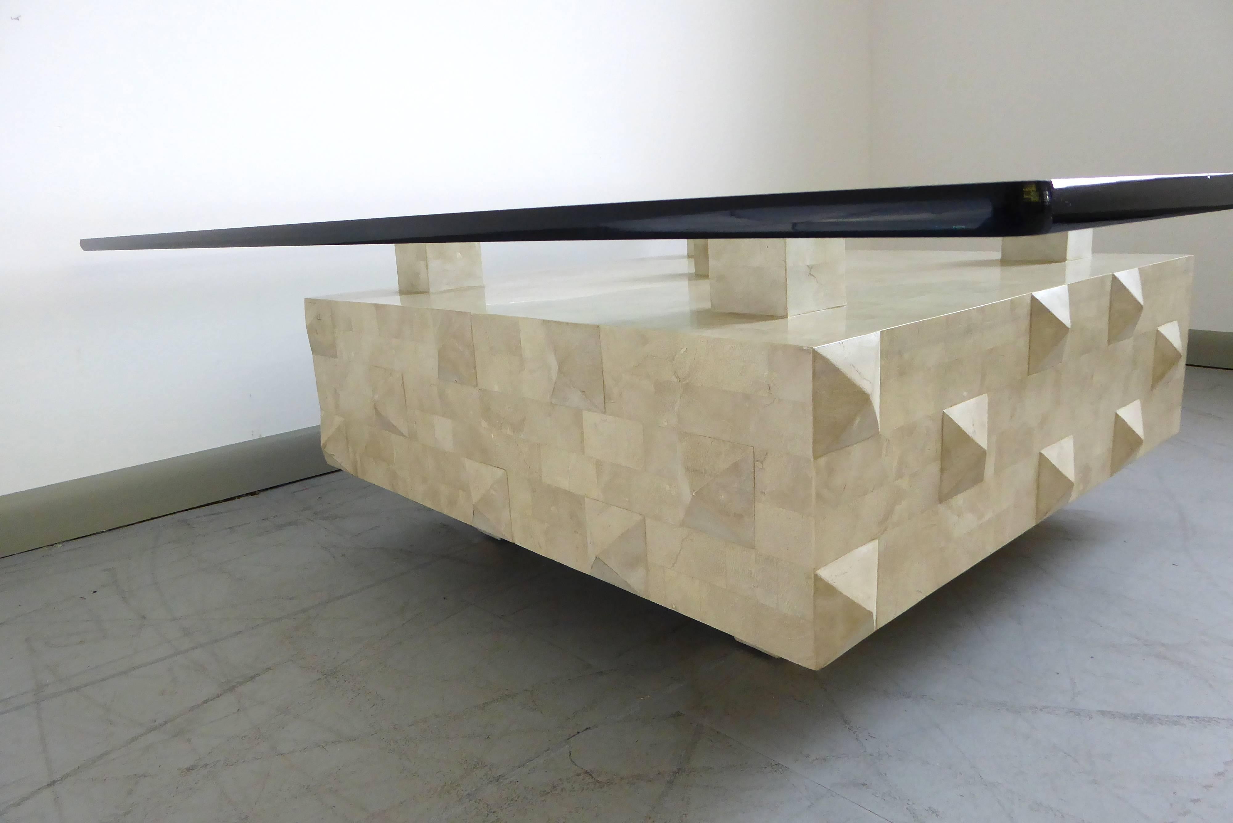 Outstanding Tessellated Stone Geometric Cocktail Table by Oggetti 2