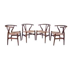 Four Hans J Wegner for Carl Hansen "Wishbone" Dining Chairs Model CH-24-Oak 5