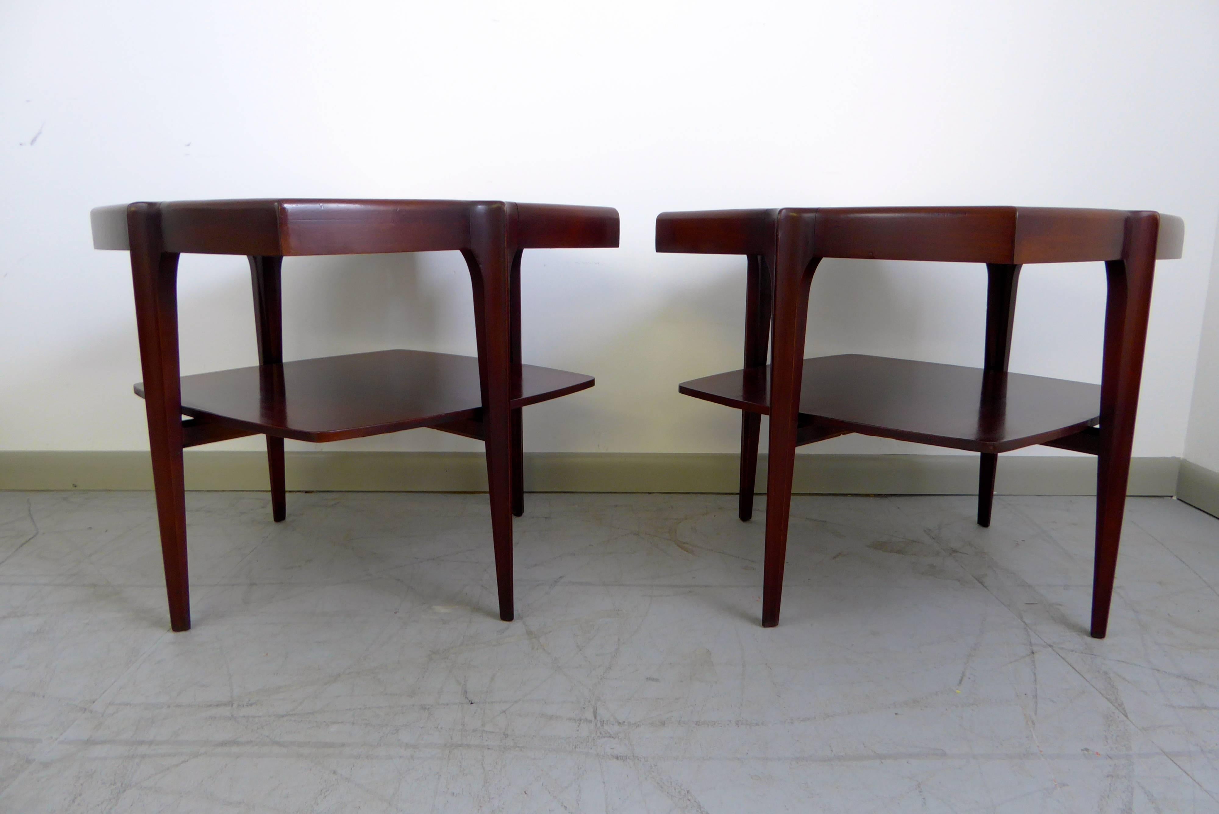 Sculptural Mahogany and Travertine Side Tables, 1960s In Excellent Condition In Southampton, NJ