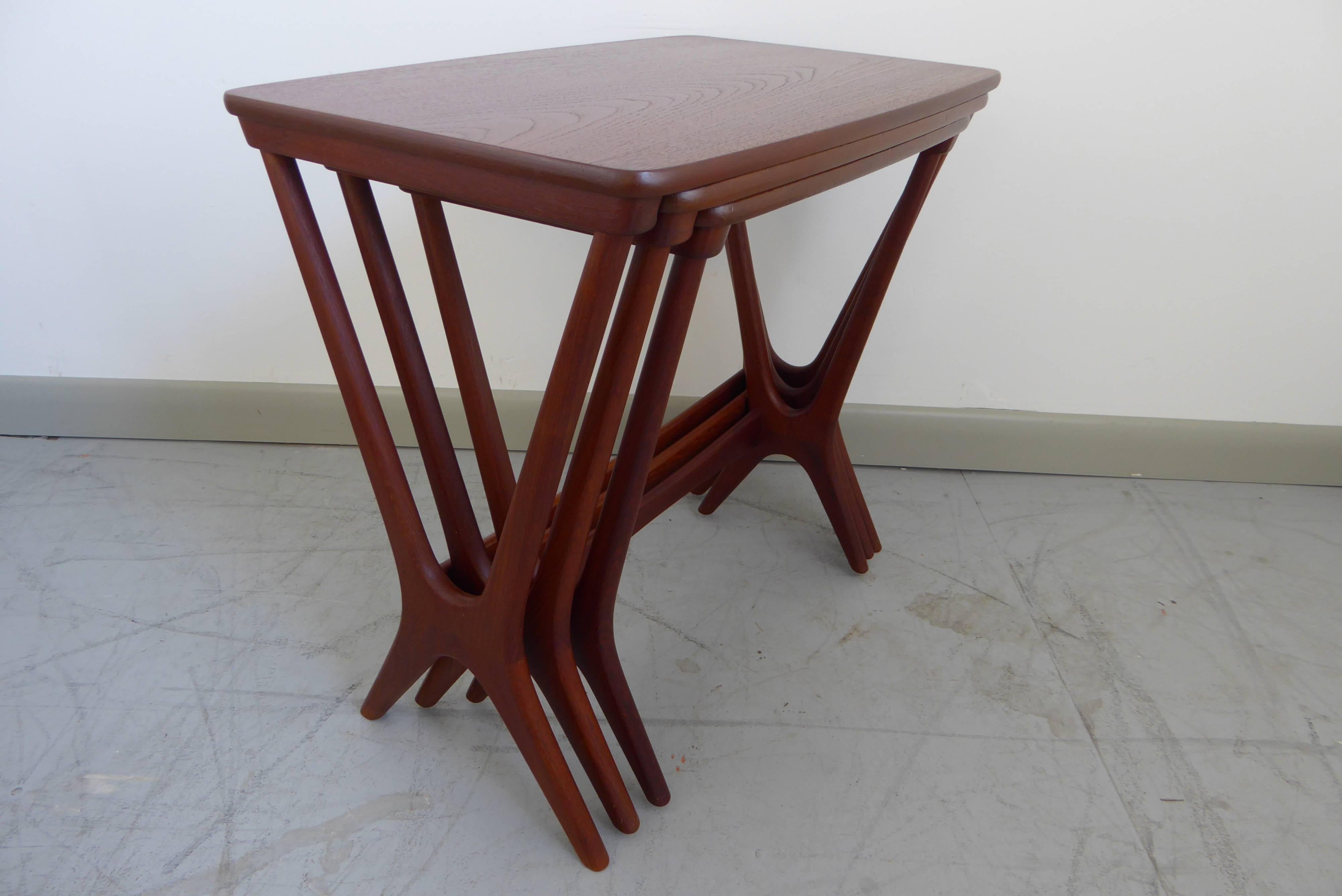 Erling Torvits Teak Nesting Tables by Heltborg Møbler, 1950s In Excellent Condition In Southampton, NJ