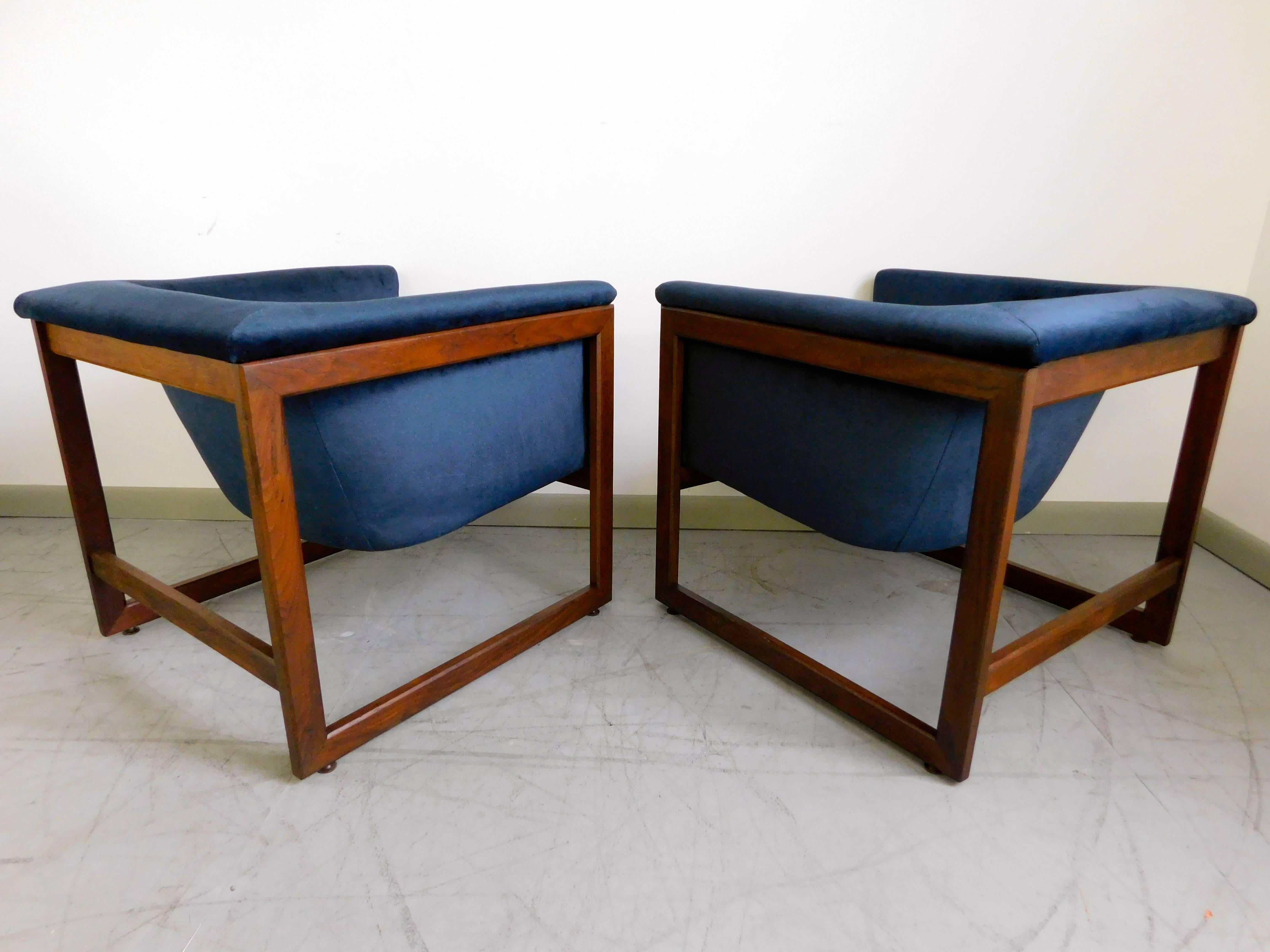 American Pair of Floating Cube Chairs by Milo Baughman