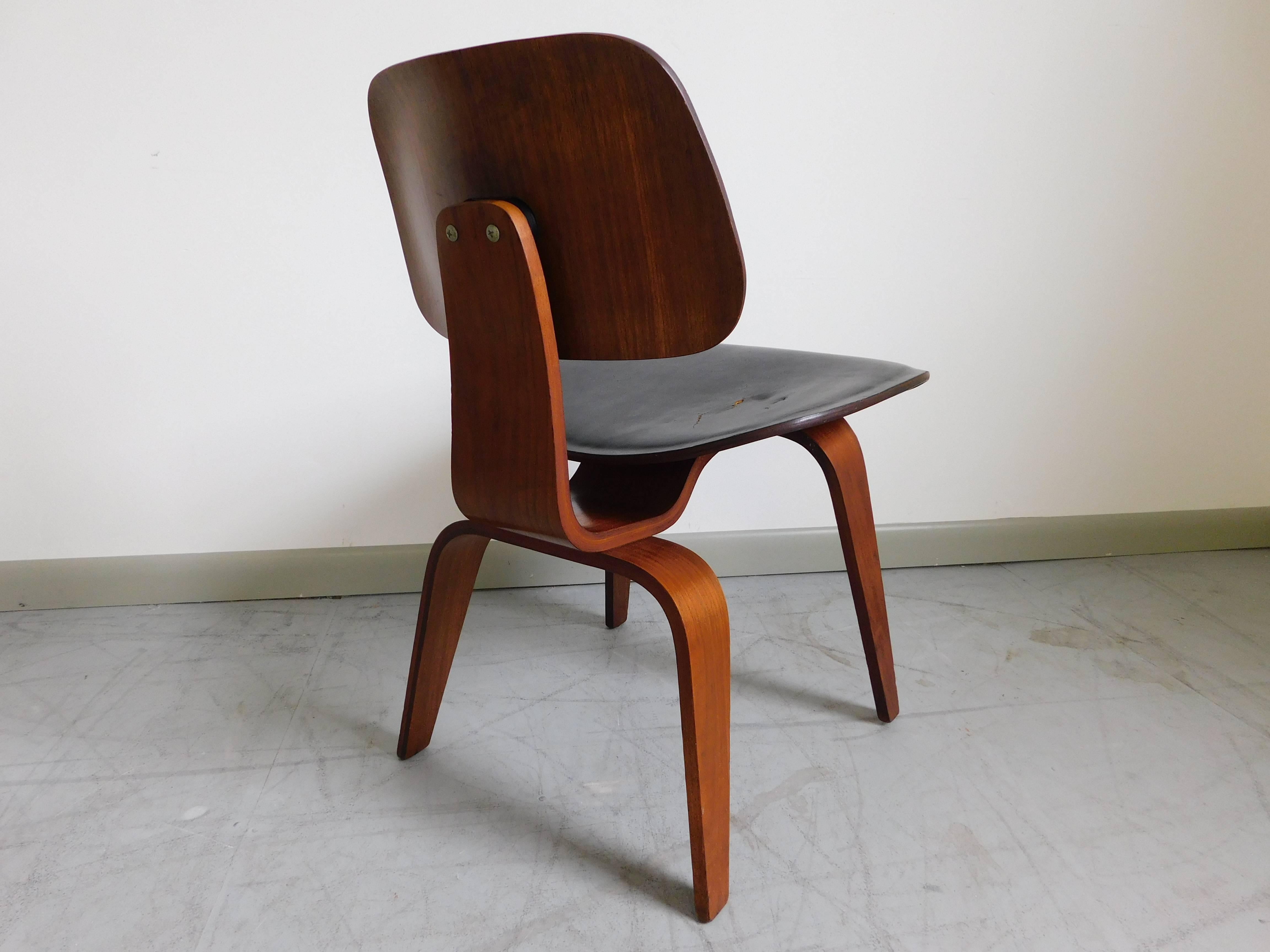 Custom order leather DCW Chair by Charles and Ray Eames for Herman Miller, 1950s 2
