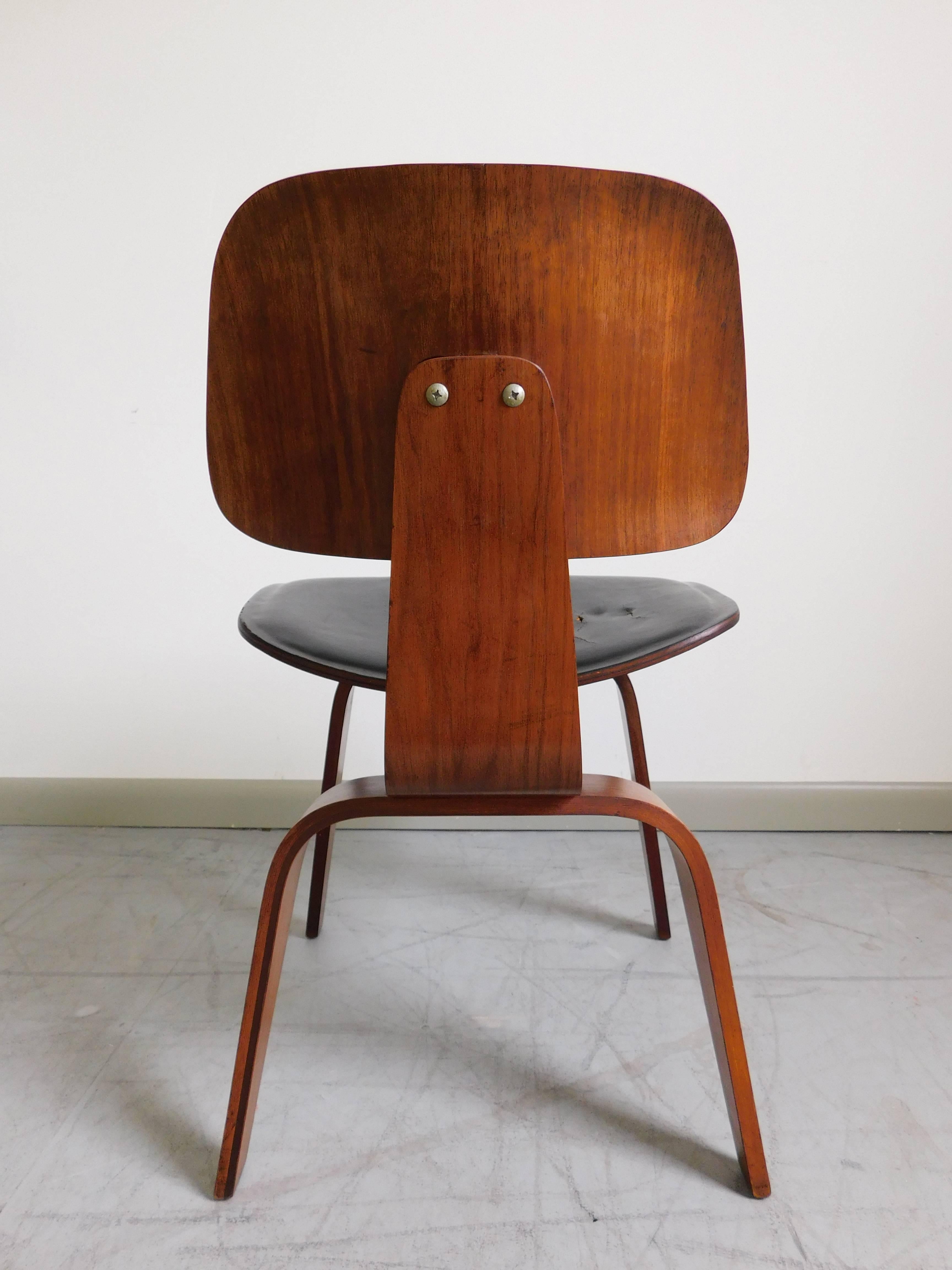 Mid-Century Modern Custom order leather DCW Chair by Charles and Ray Eames for Herman Miller, 1950s