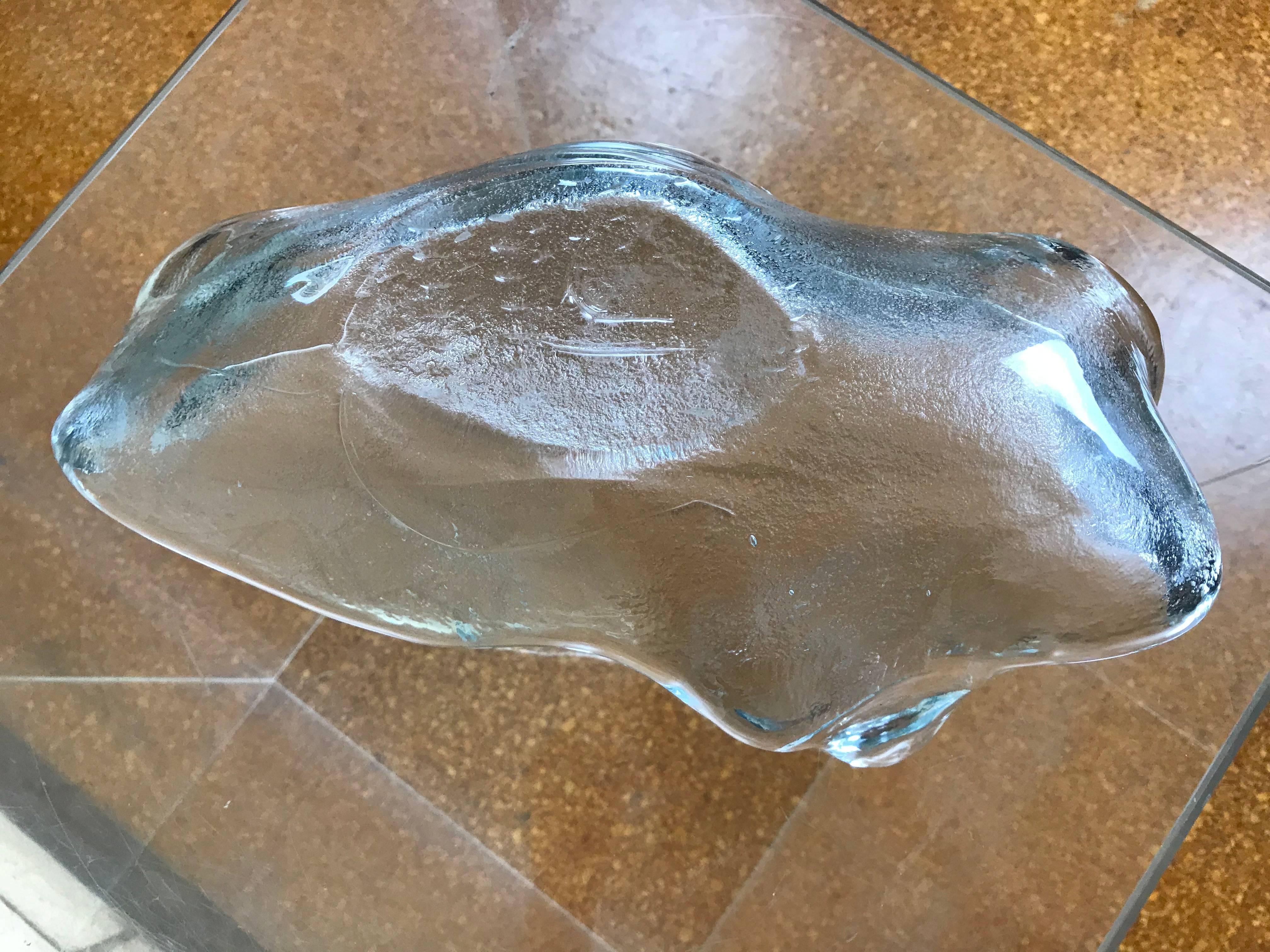 Rare Large Modernist Handblown Biomorphic Abstract Blenko Clear Glass Bowl 1