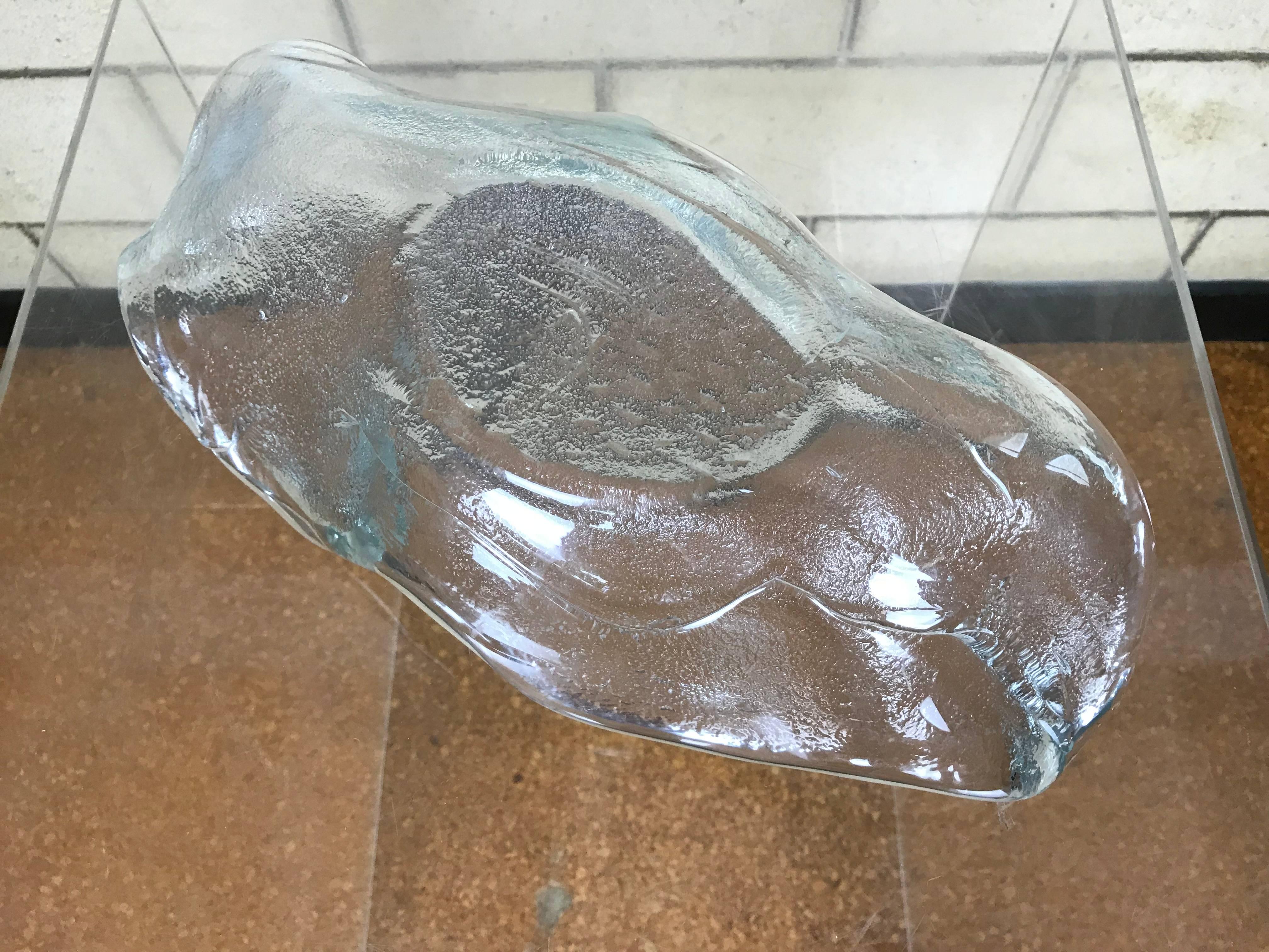 Rare Large Modernist Handblown Biomorphic Abstract Blenko Clear Glass Bowl 2