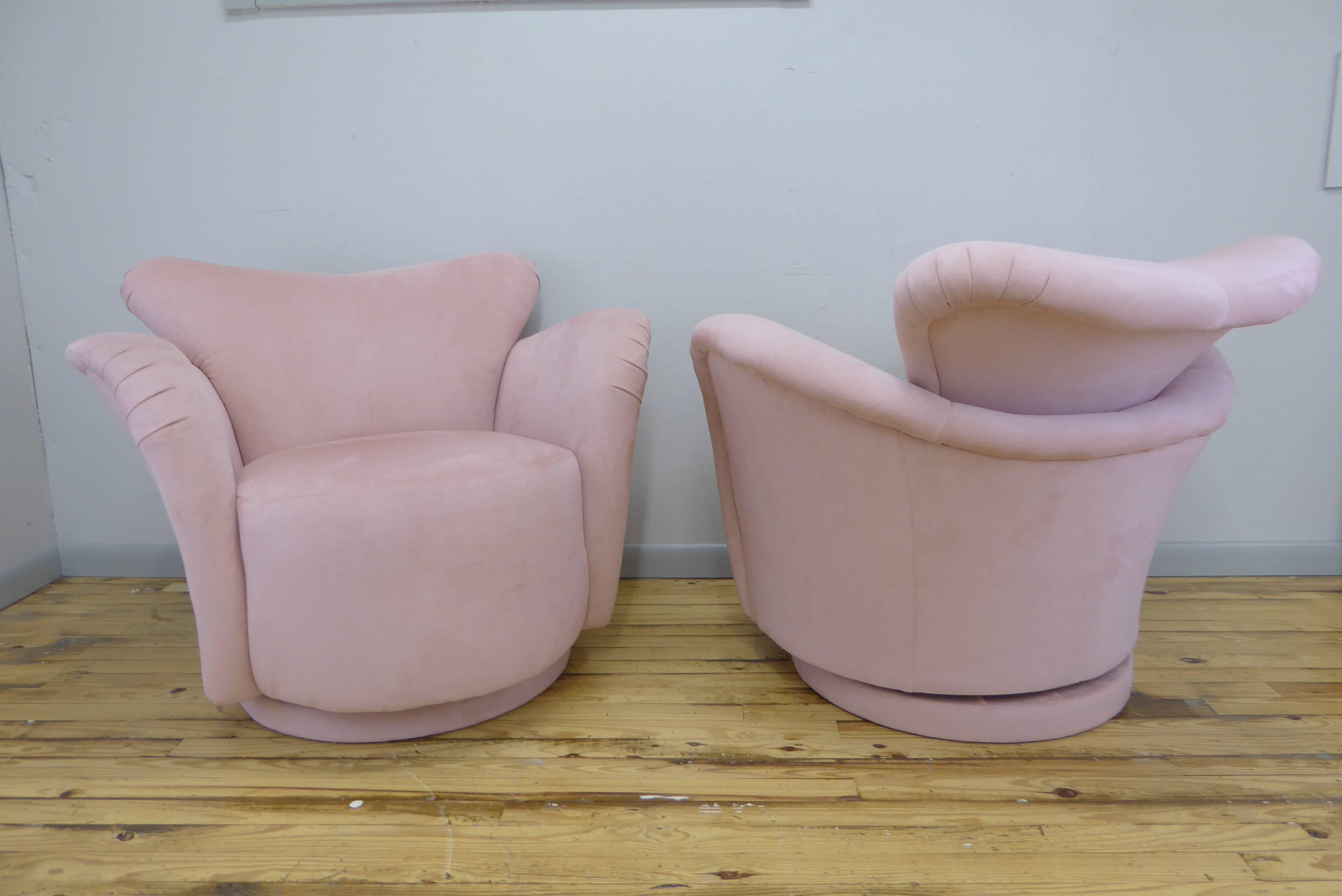 Vladimir Kagan Style Swivel Chairs, 1980s In Excellent Condition In Southampton, NJ