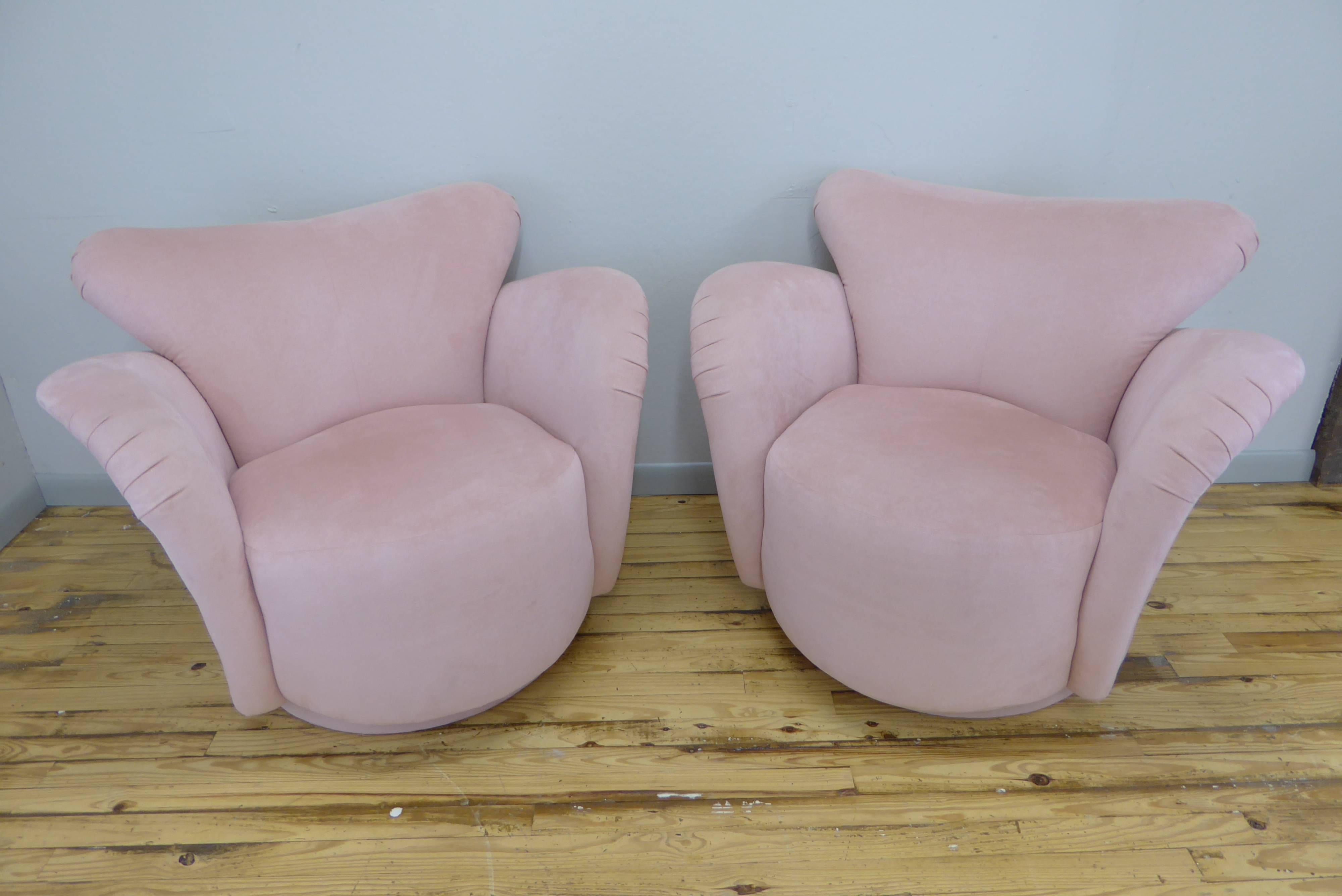 American Vladimir Kagan Style Swivel Chairs, 1980s