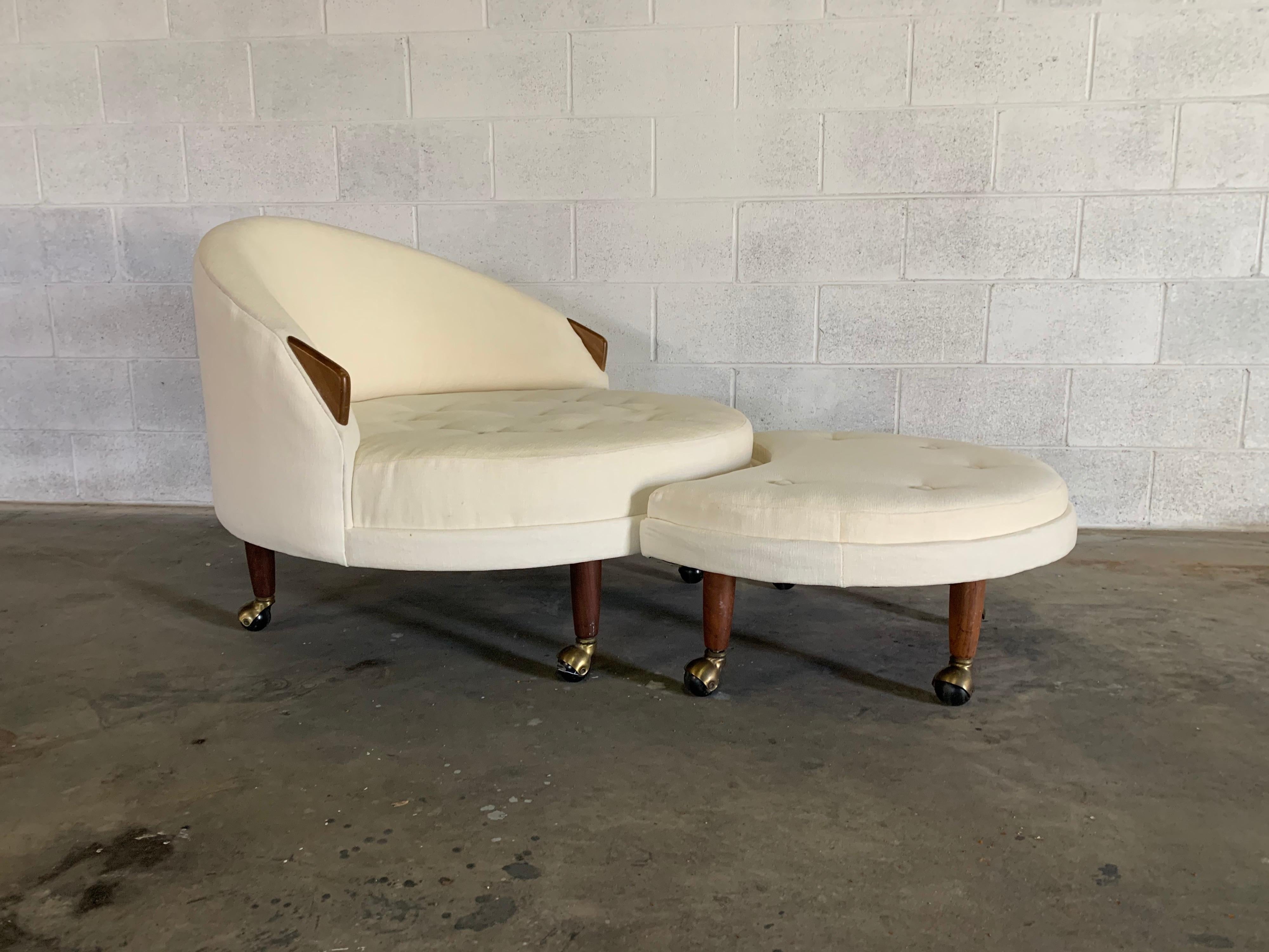 Adrian Pearsall for Craft Associates, 'Havana' lounge chair and ottoman, walnut and Crypton ultimate performance home fabric.
Crypton is engineered on a molecular level and provides superior performance to any upholstery fabric today. It is stain