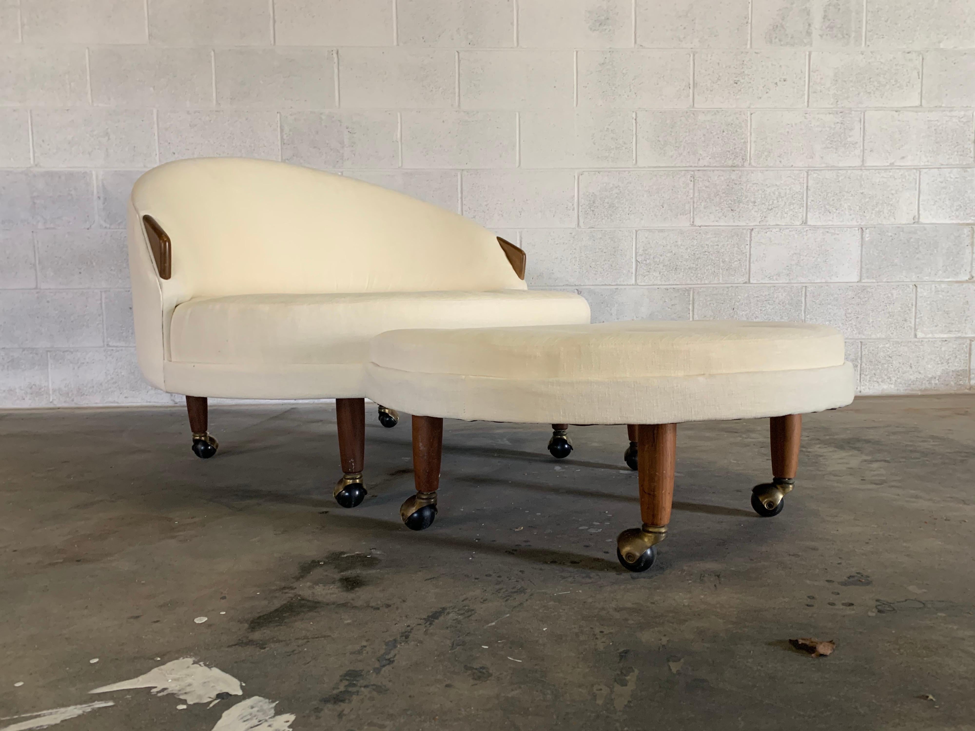 Mid-Century Modern Adrian Pearsall Havana Lounge Chair and Ottoman in Crypton Fabric