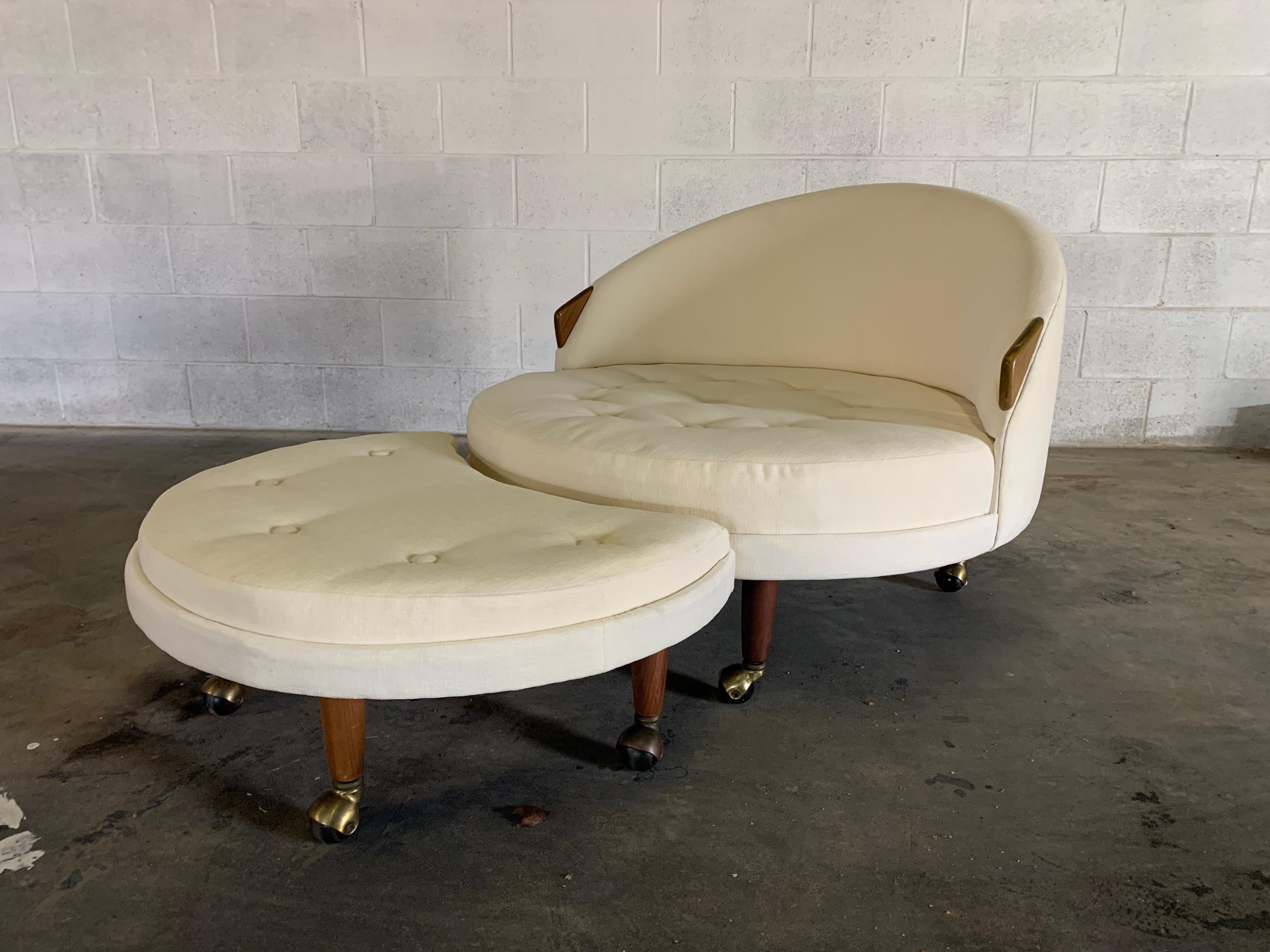 Mid-Century Modern Adrian Pearsall Havana Lounge Chair and Ottoman in Crypton Fabric