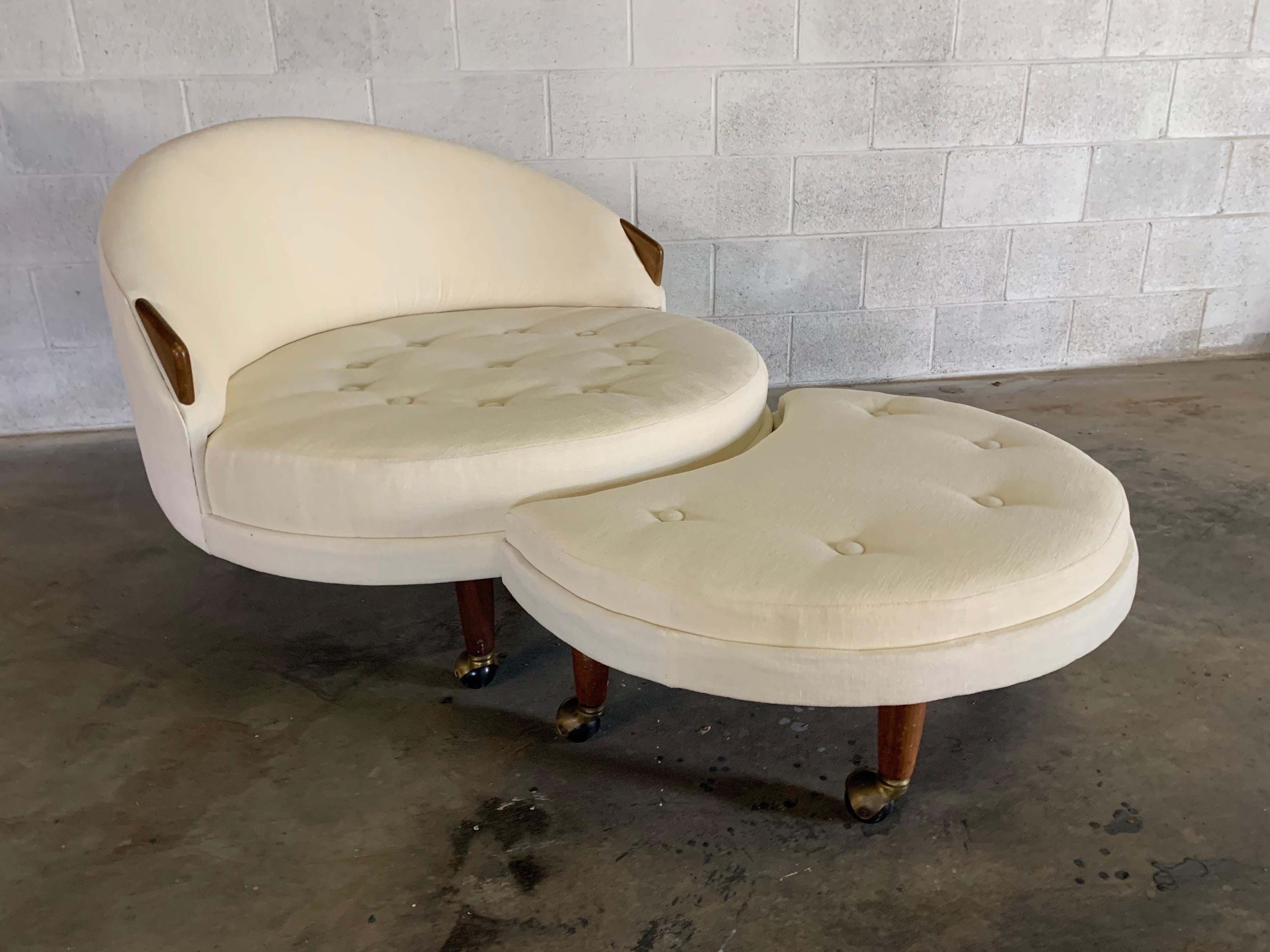 Adrian Pearsall Havana Lounge Chair and Ottoman in Crypton Fabric In Excellent Condition In Southampton, NJ