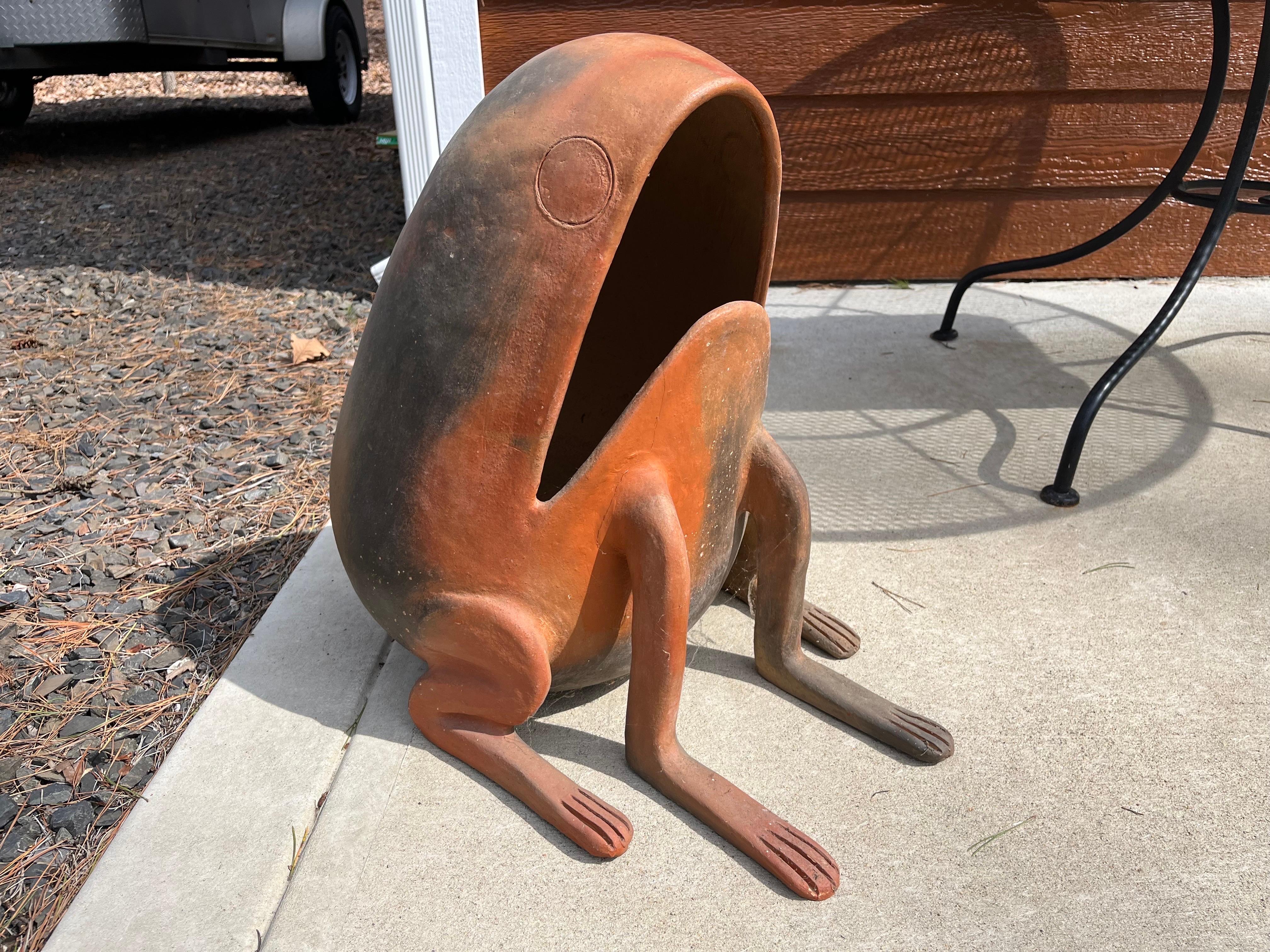 Monumental Ceramic Pottery Frog Planter in the Manner of Rex Goode 4