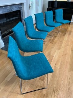 Scoop Dining Chairs by Milo Baughman for Thayer Coggin in Caribbean 'Aqua' Color
