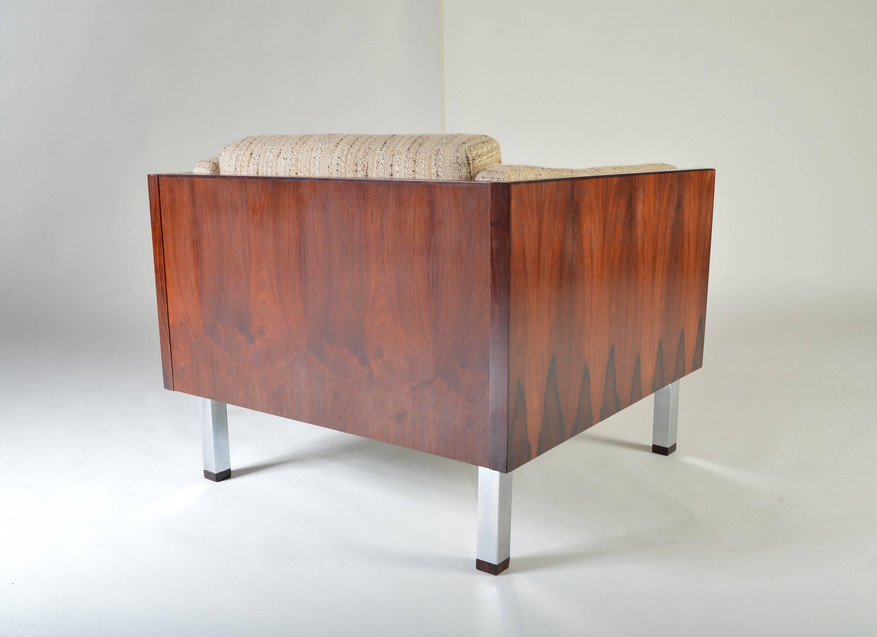 Danish Rosewood Case Lounge Chair by Jydsk Mobelvaerk After Milo Baughman