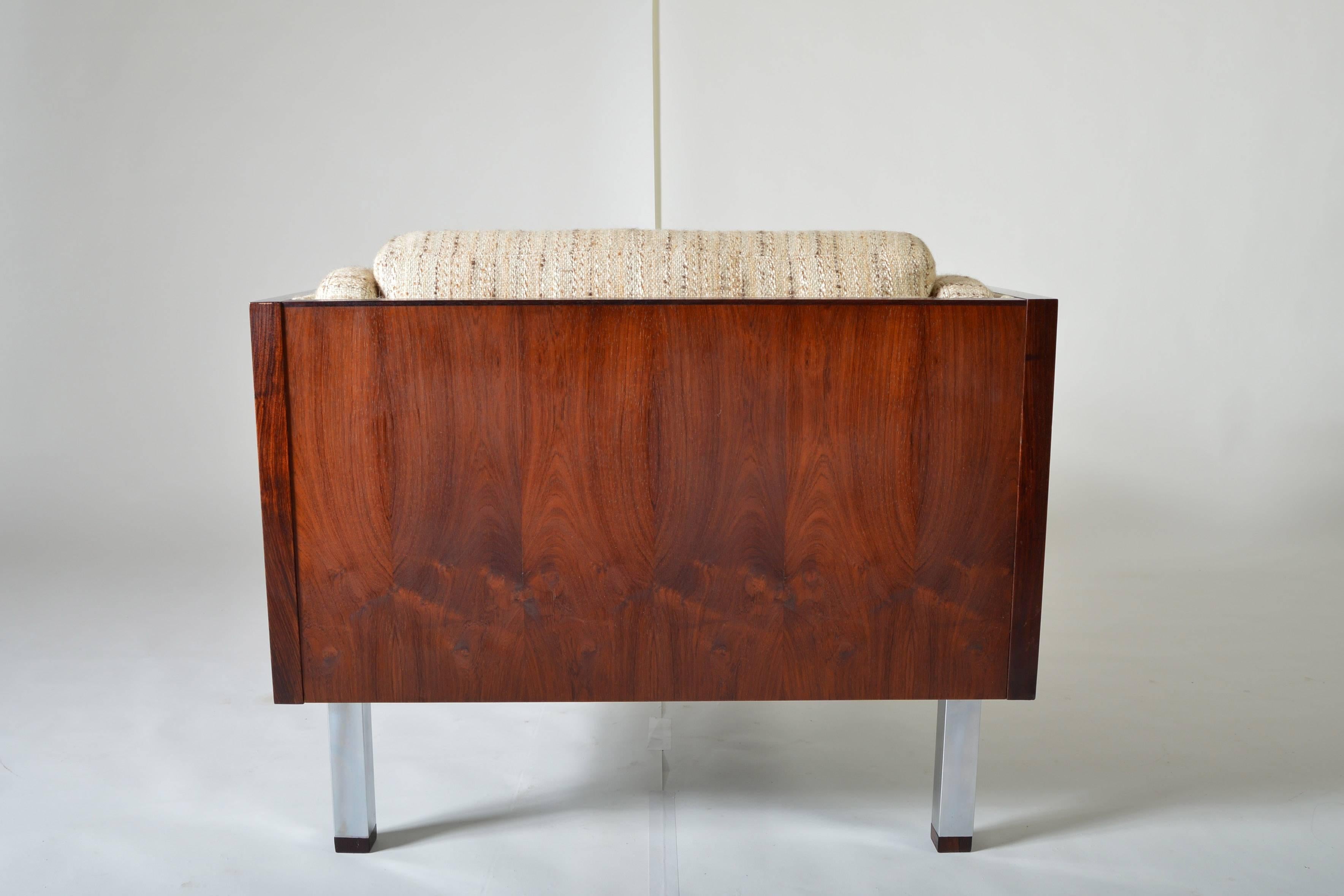 Mid-Century Modern Rosewood Case Lounge Chair by Jydsk Mobelvaerk After Milo Baughman