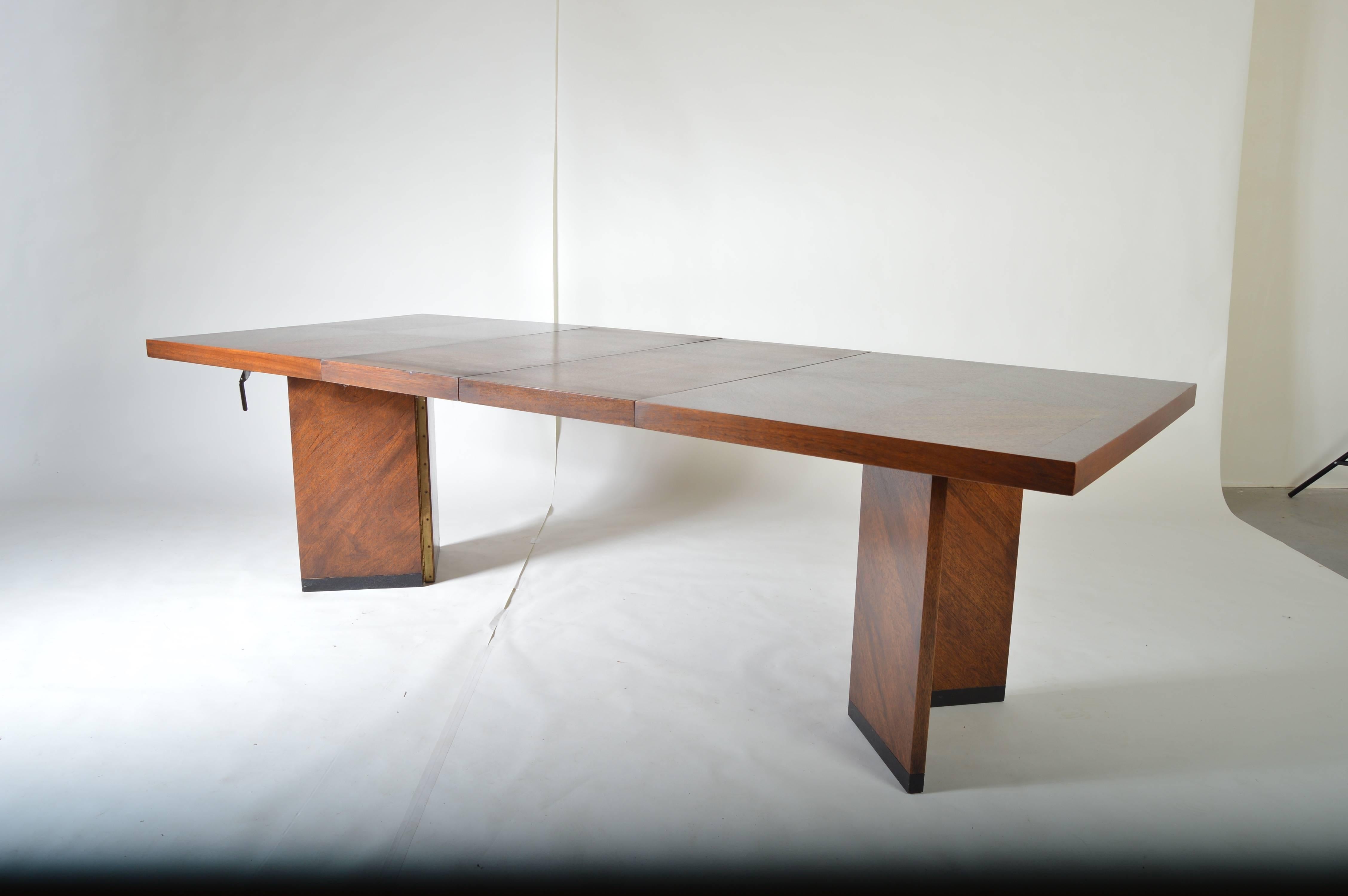 American Midcentury Brutalist Walnut Dining Table by Lane