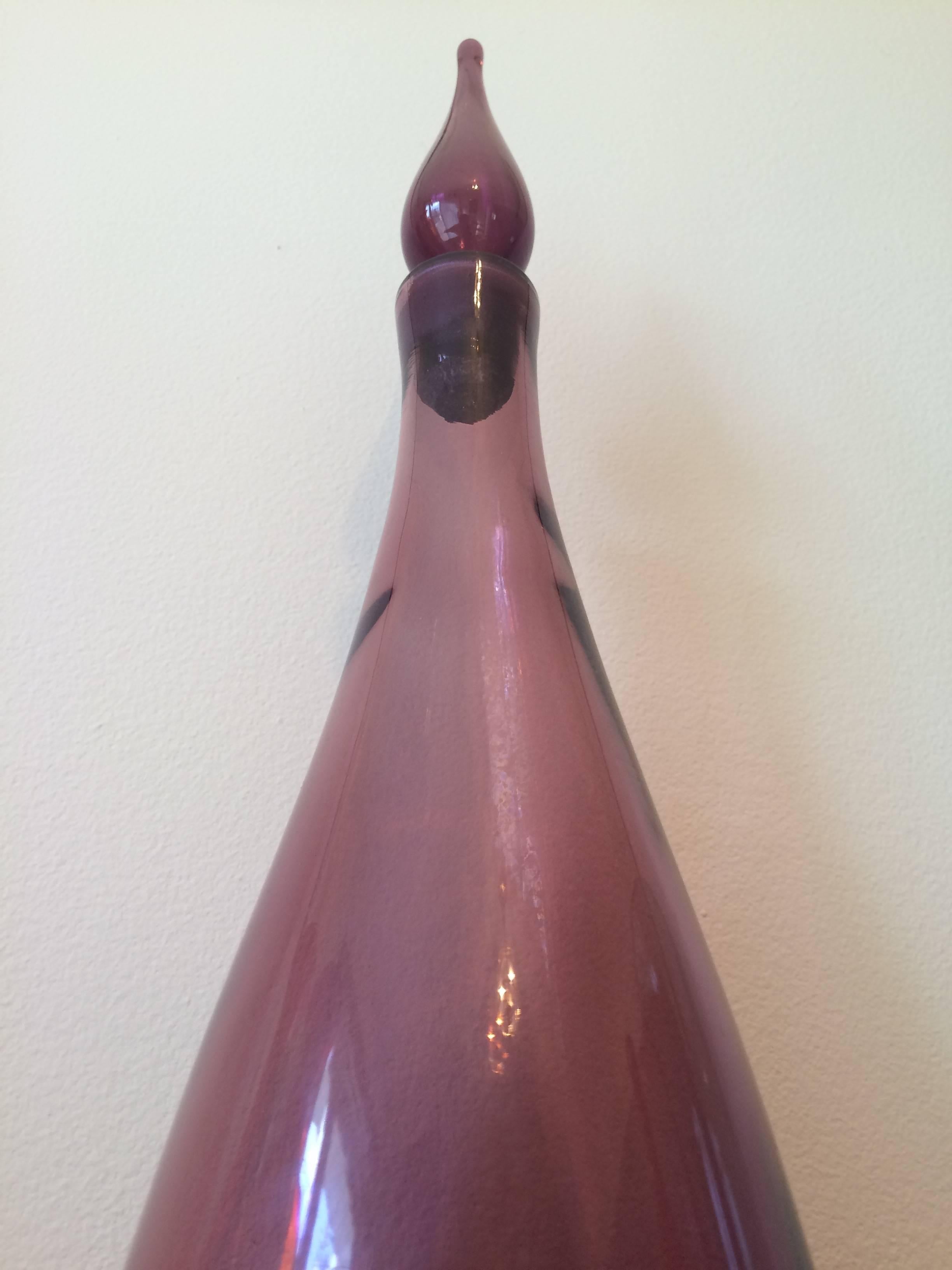 A beautiful vintage Purple Blenko vase with stopper. 