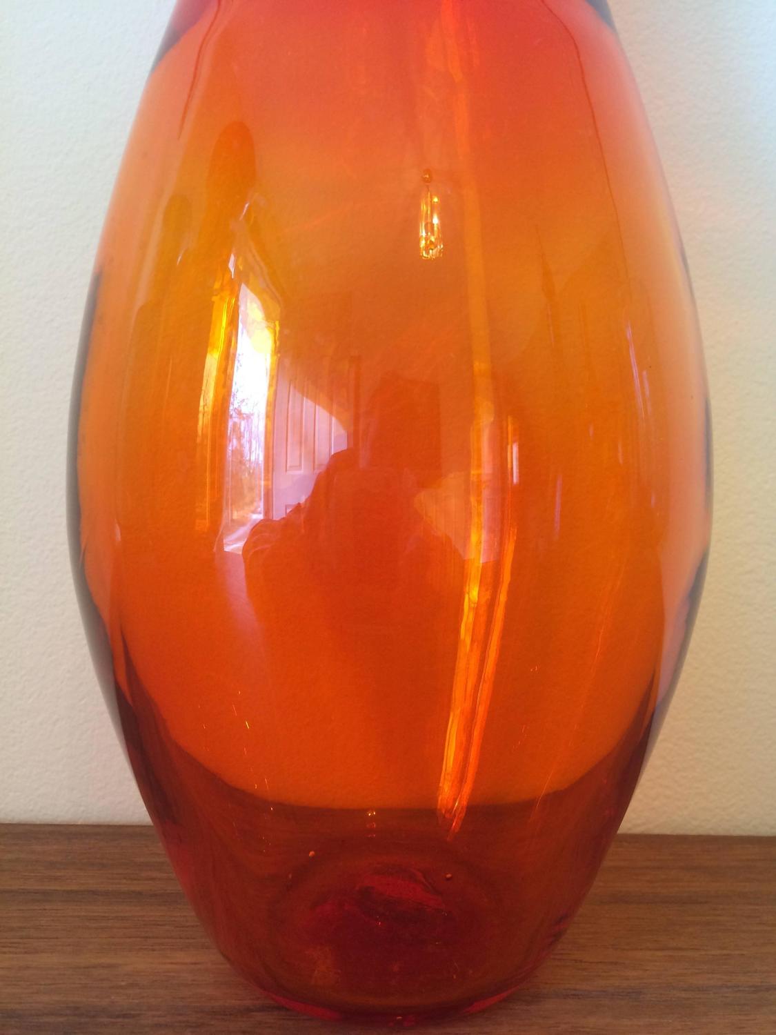 Midcentury Blenko Glass Flower Vase For Sale at 1stdibs