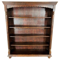 Vintage English Mahogany Open Bookcase with Cannonball Feet