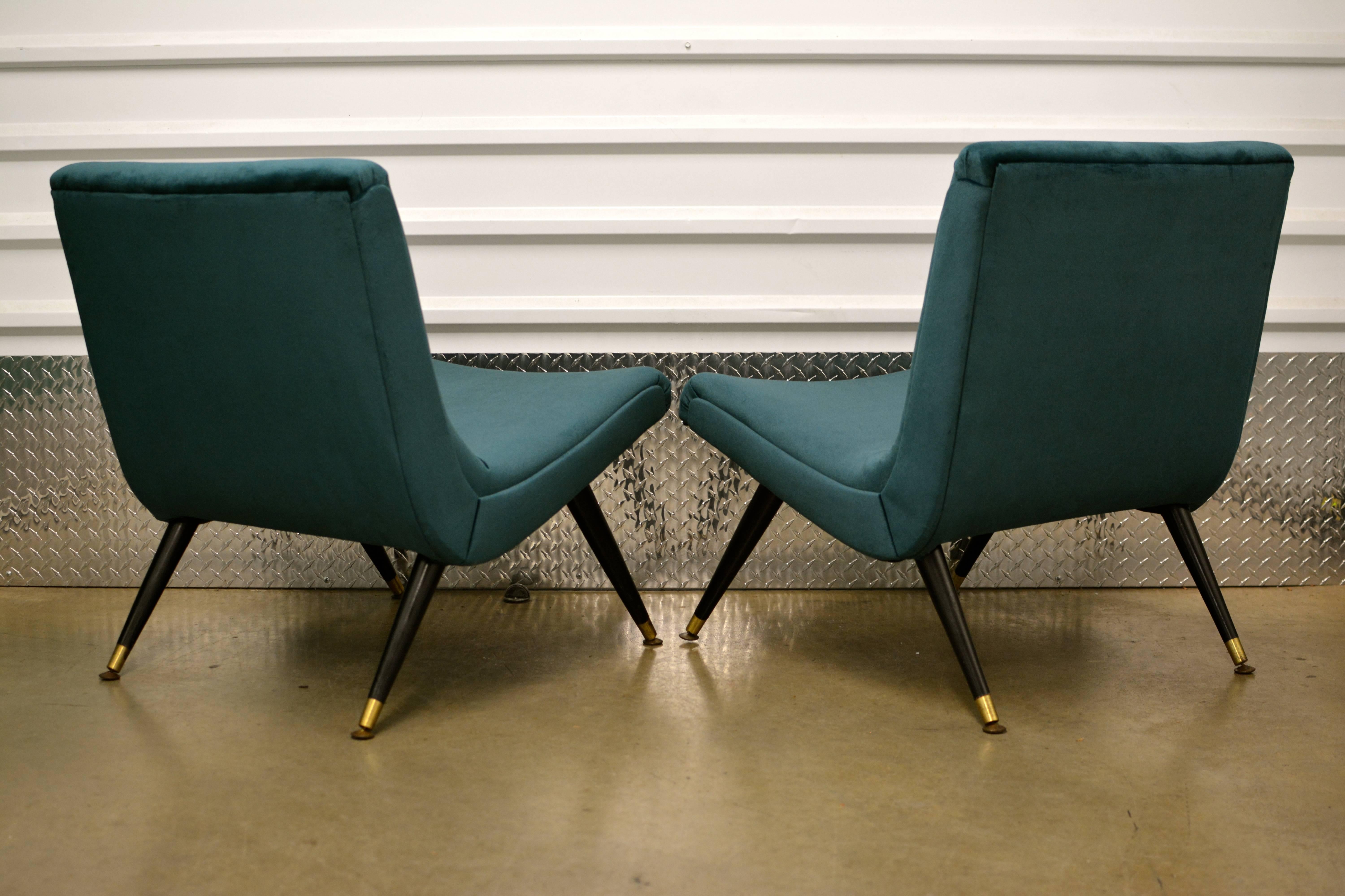 American Milo Baughman Exceptional Scoop Lounge Chairs, Pair